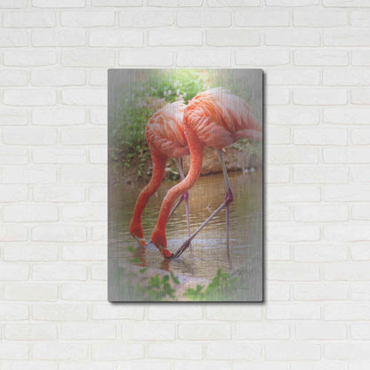 Luxe Metal Art 'Two Flamingos' by Debra Van Swearingen, Metal Wall Art,24x36