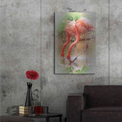 Luxe Metal Art 'Two Flamingos' by Debra Van Swearingen, Metal Wall Art,24x36