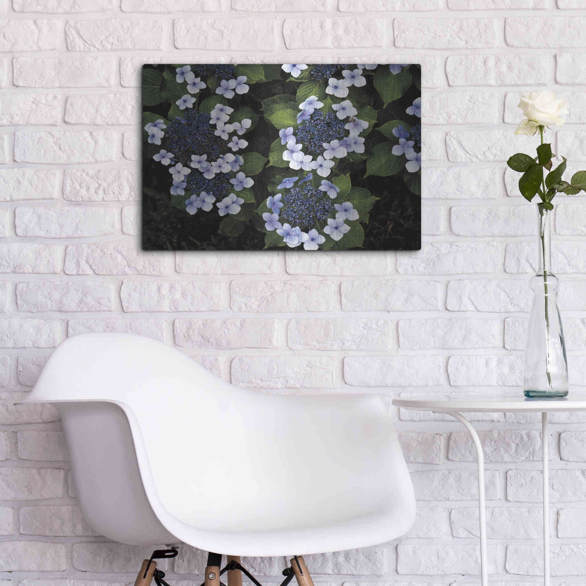 Luxe Metal Art 'Hydrangeas Opening' by Debra Van Swearingen, Metal Wall Art,24x16