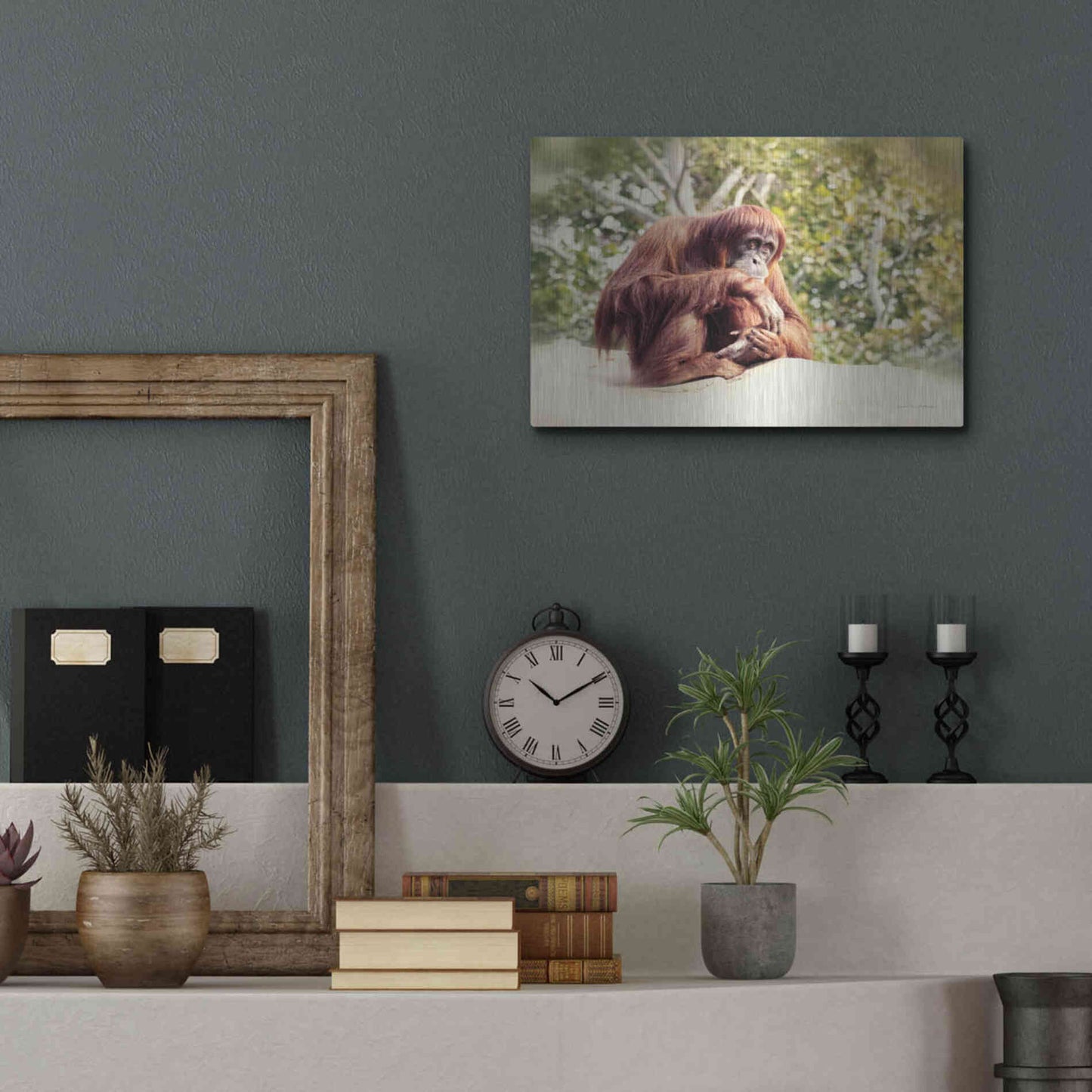 Luxe Metal Art 'Orangutan' by Debra Van Swearingen, Metal Wall Art,16x12