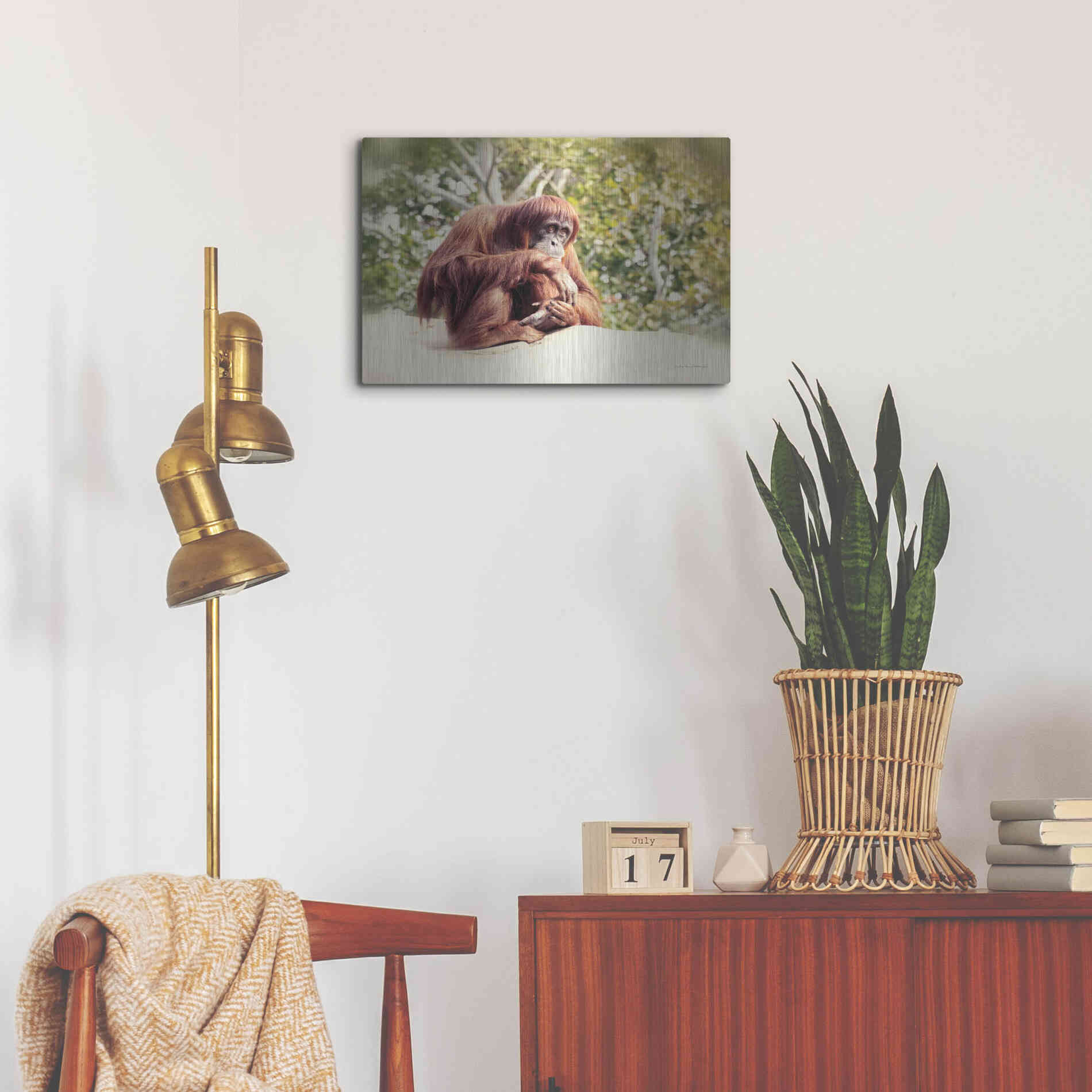 Luxe Metal Art 'Orangutan' by Debra Van Swearingen, Metal Wall Art,24x16