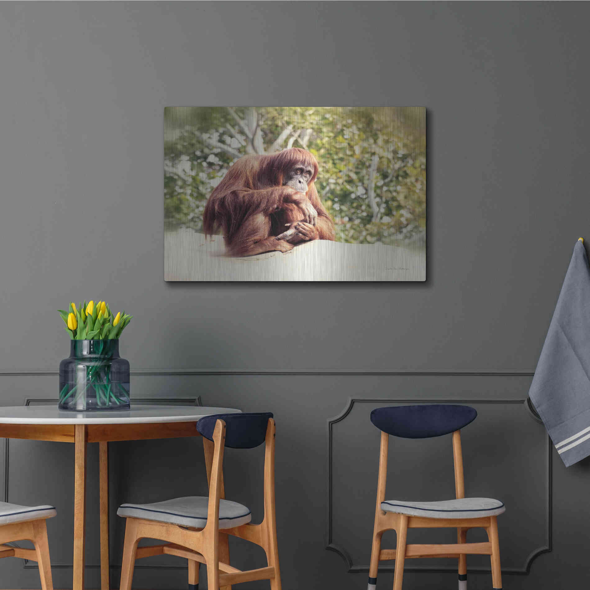 Luxe Metal Art 'Orangutan' by Debra Van Swearingen, Metal Wall Art,36x24
