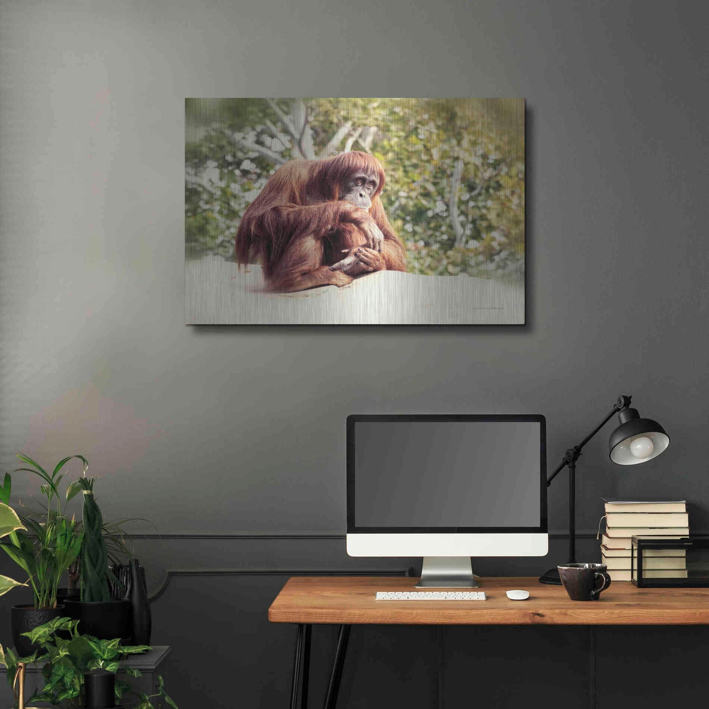Luxe Metal Art 'Orangutan' by Debra Van Swearingen, Metal Wall Art,36x24