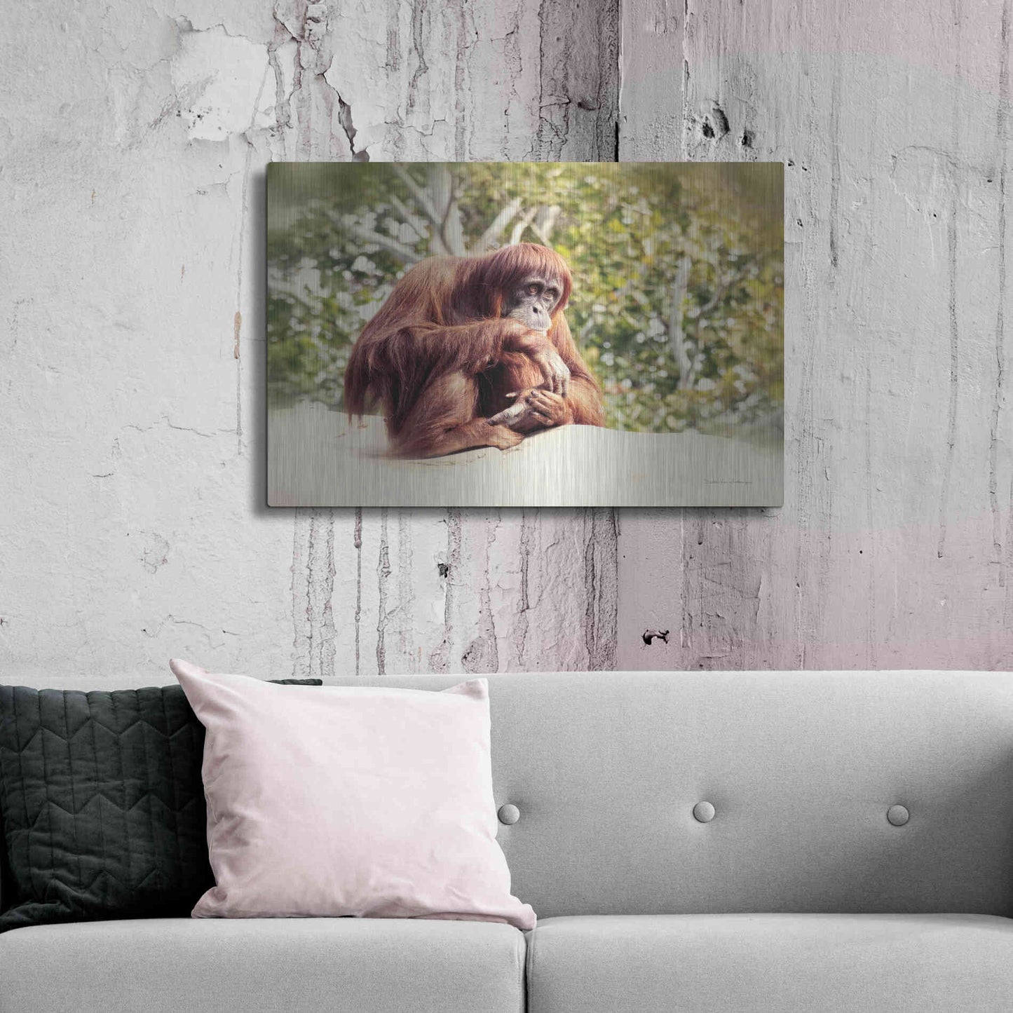 Luxe Metal Art 'Orangutan' by Debra Van Swearingen, Metal Wall Art,36x24