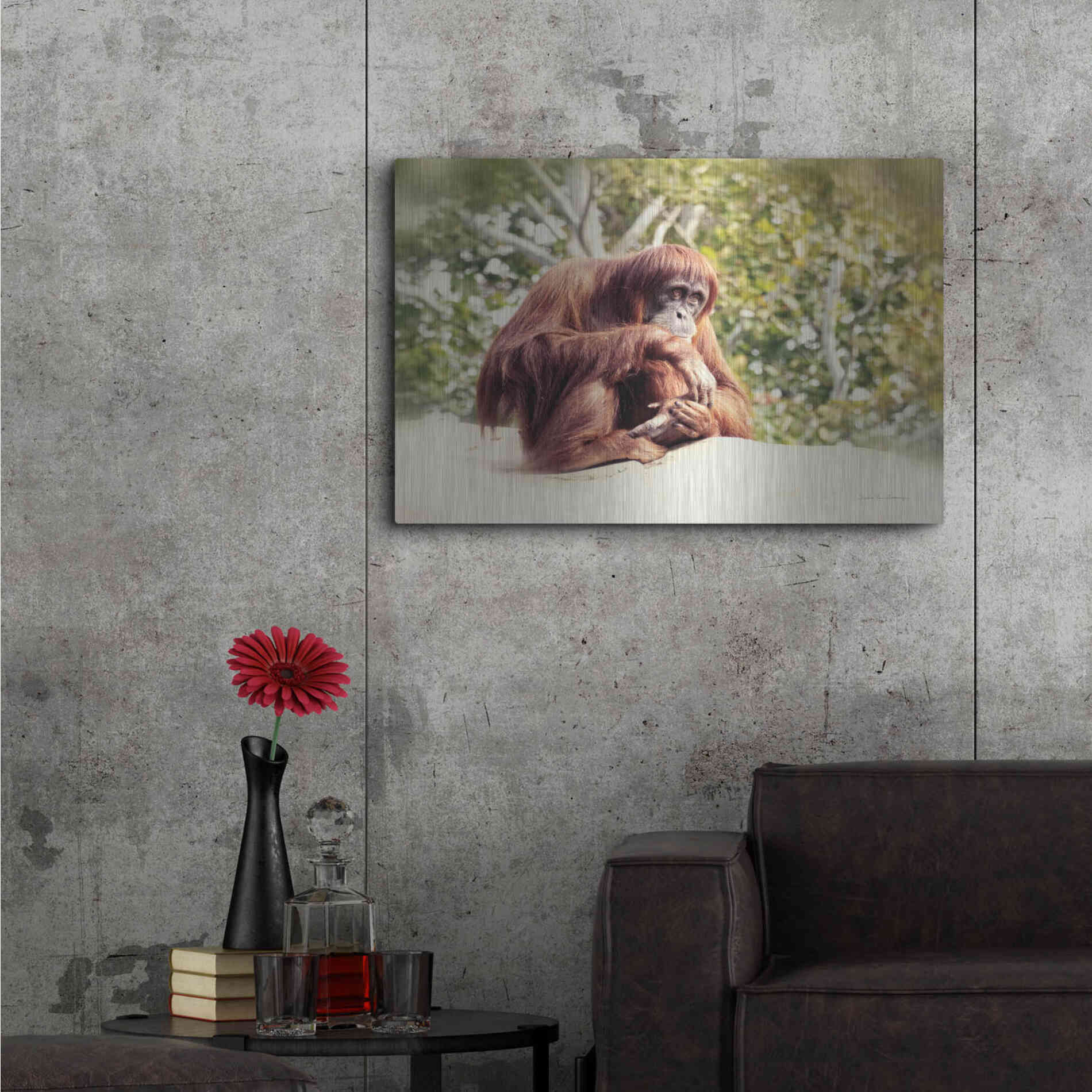 Luxe Metal Art 'Orangutan' by Debra Van Swearingen, Metal Wall Art,36x24