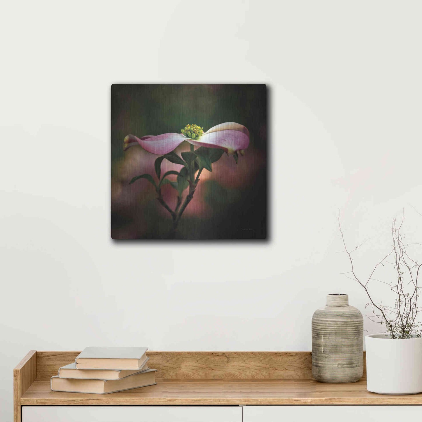 Luxe Metal Art 'Pink Dogwood I' by Debra Van Swearingen, Metal Wall Art,12x12