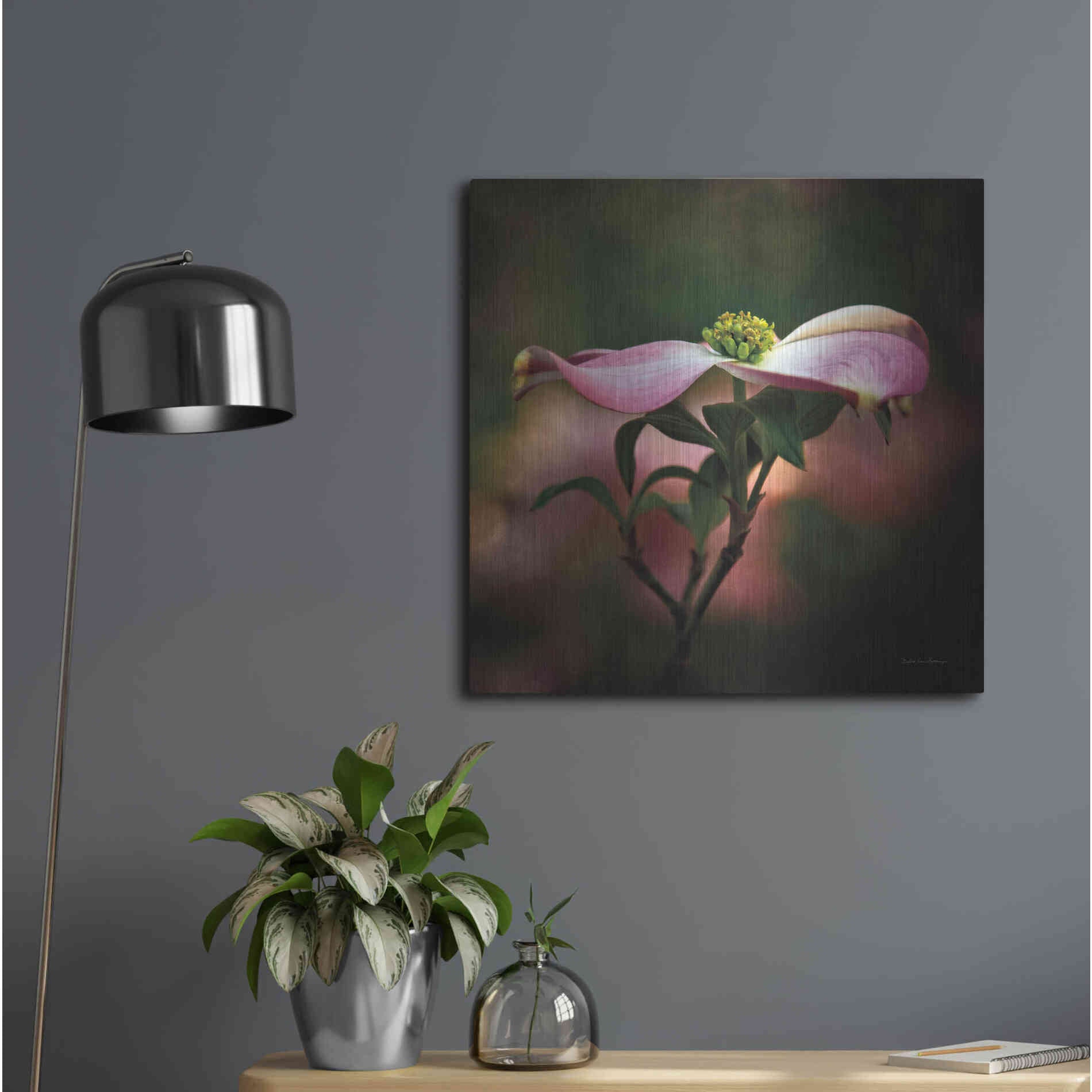 Luxe Metal Art 'Pink Dogwood I' by Debra Van Swearingen, Metal Wall Art,24x24