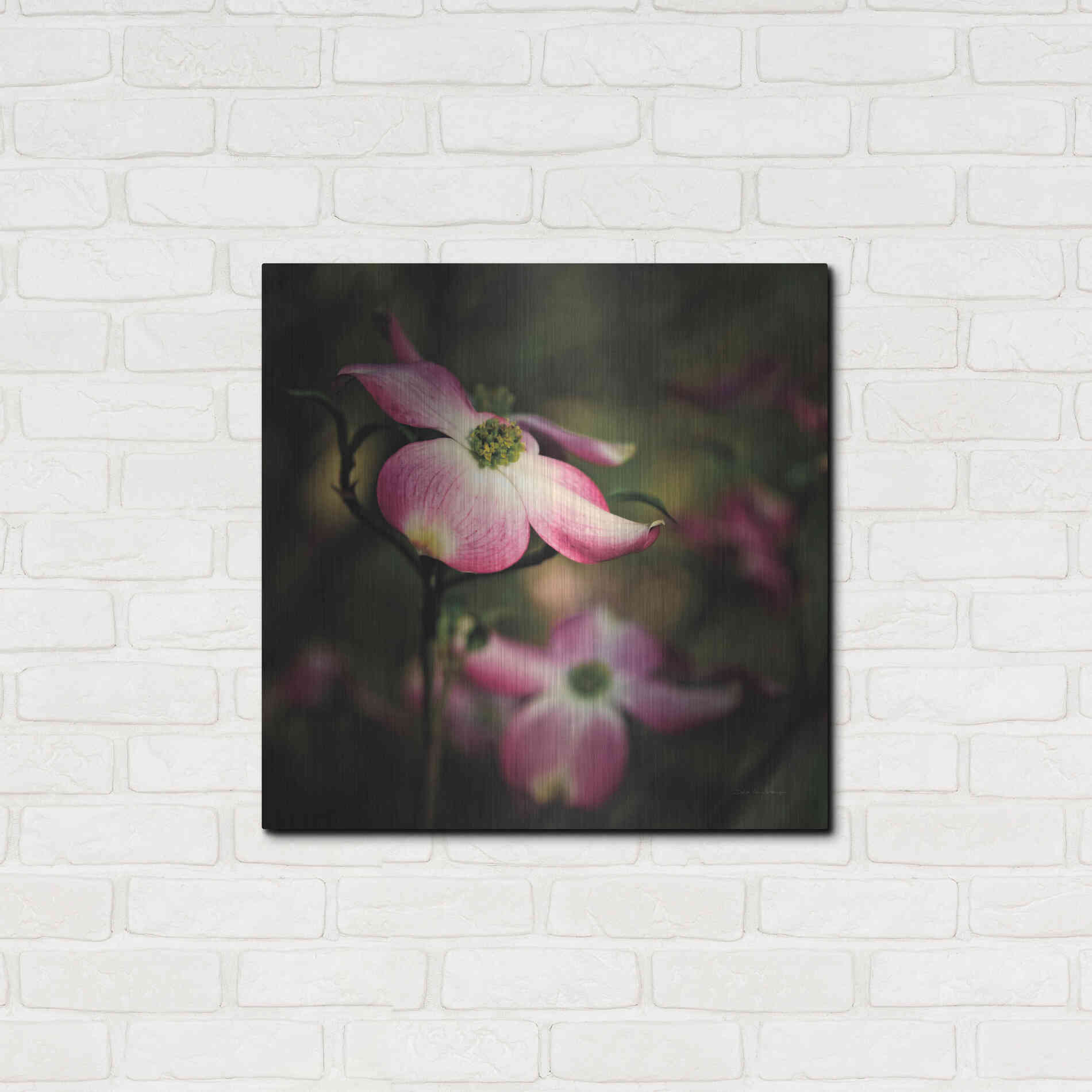 Luxe Metal Art 'Pink Dogwood II' by Debra Van Swearingen, Metal Wall Art,24x24