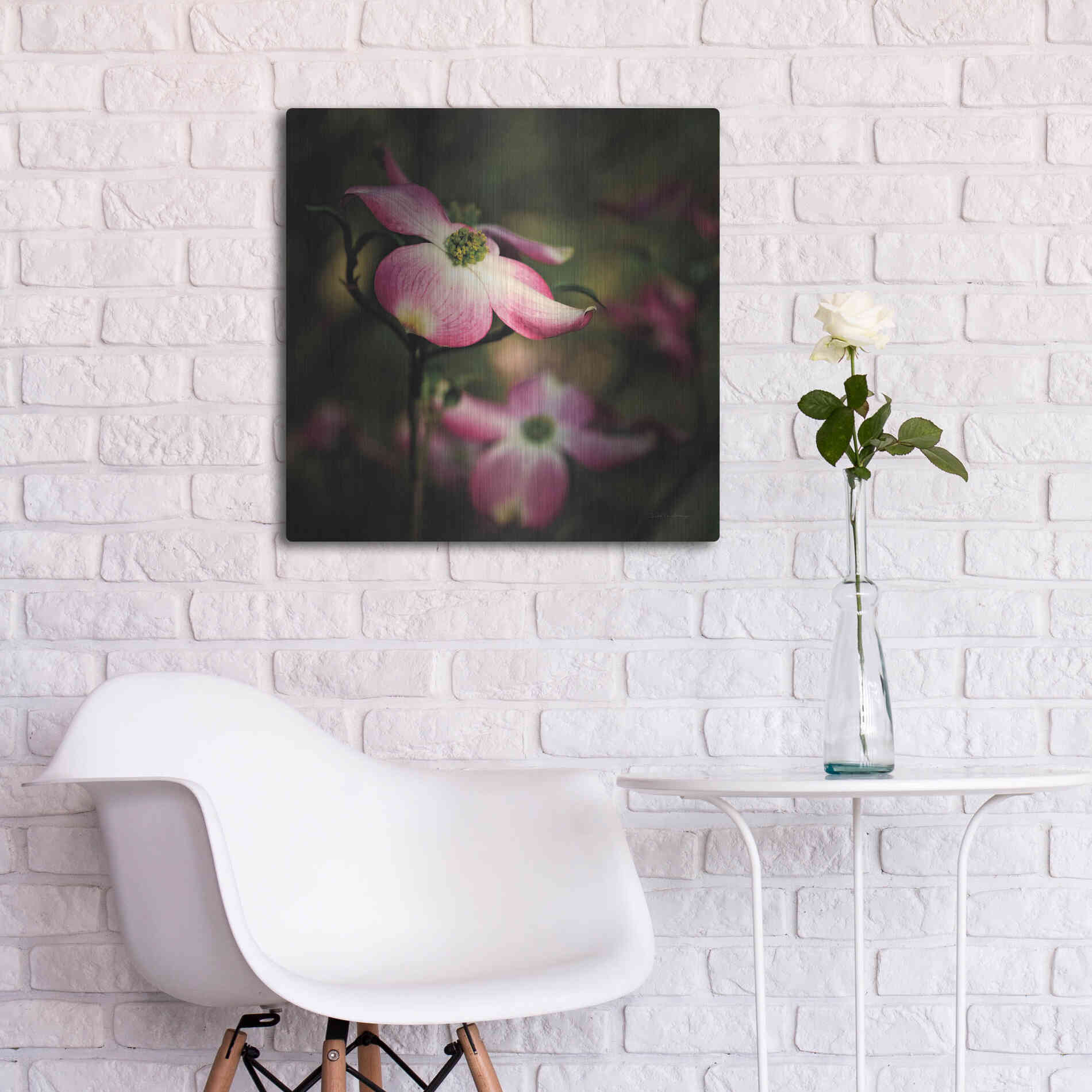 Luxe Metal Art 'Pink Dogwood II' by Debra Van Swearingen, Metal Wall Art,24x24