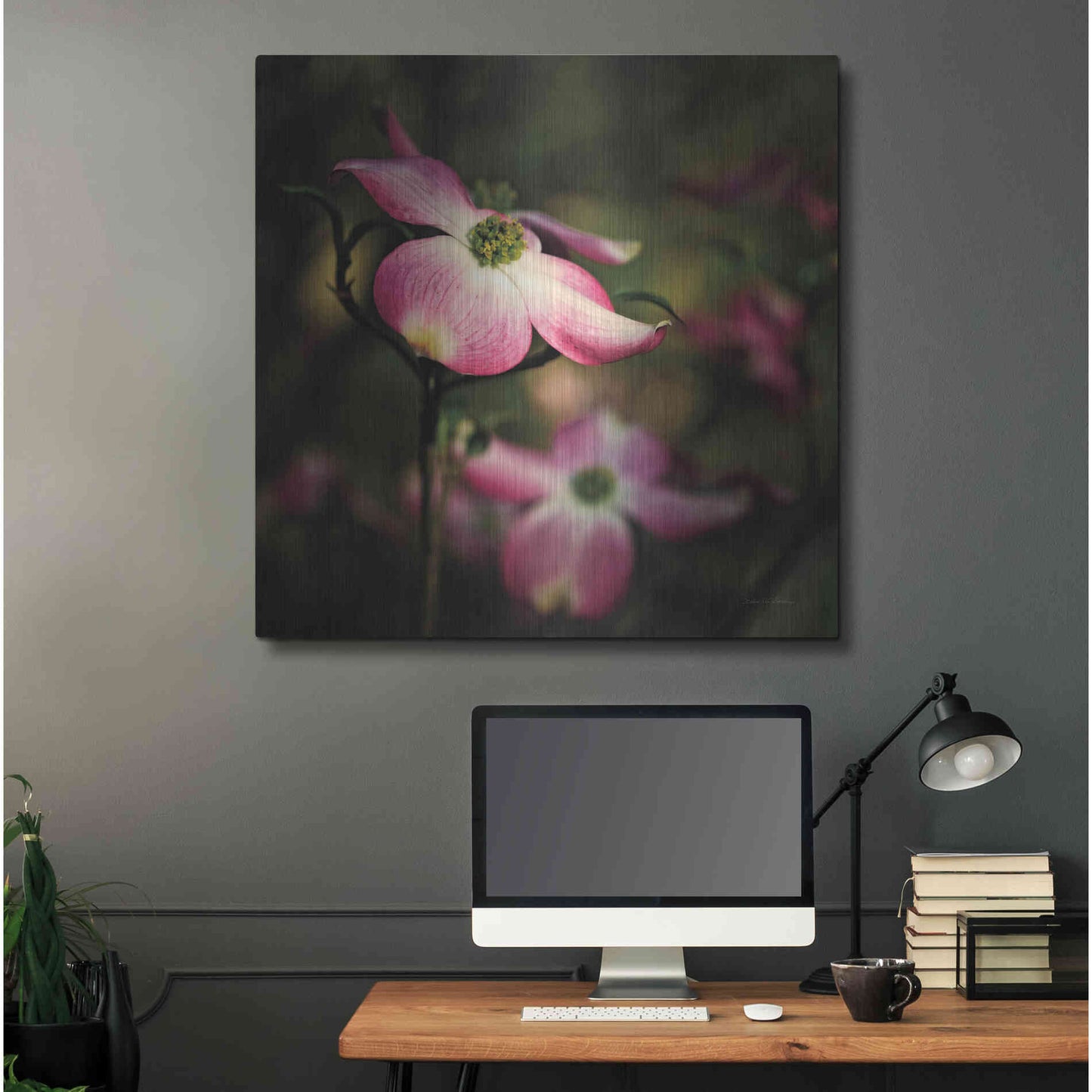 Luxe Metal Art 'Pink Dogwood II' by Debra Van Swearingen, Metal Wall Art,36x36