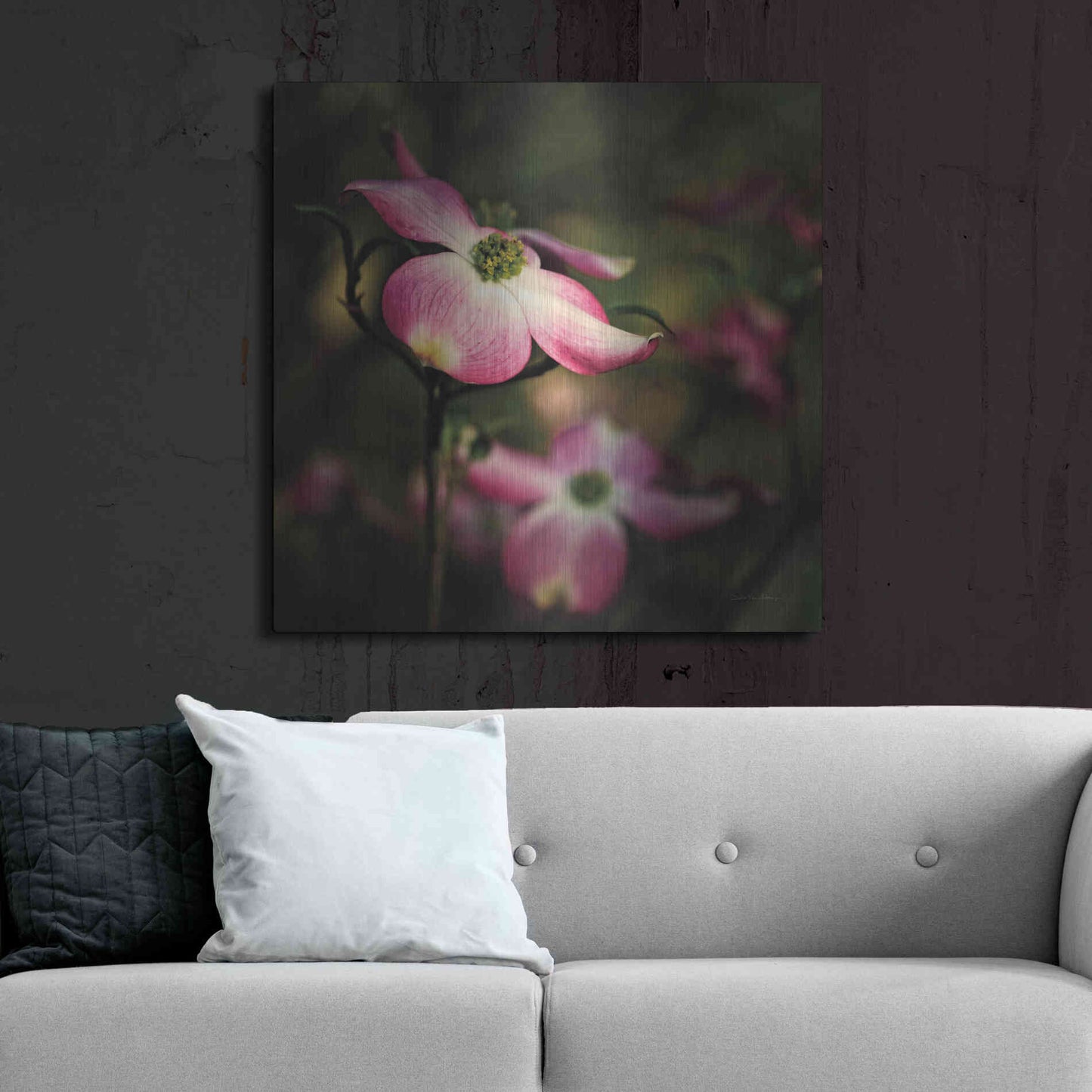 Luxe Metal Art 'Pink Dogwood II' by Debra Van Swearingen, Metal Wall Art,36x36