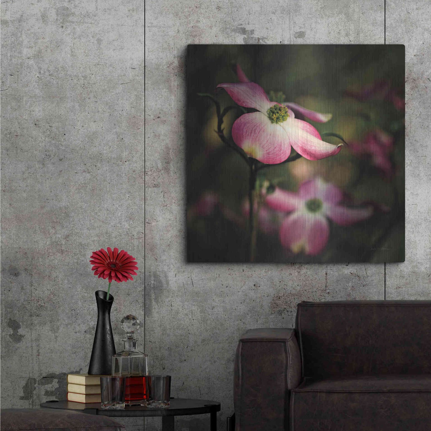 Luxe Metal Art 'Pink Dogwood II' by Debra Van Swearingen, Metal Wall Art,36x36