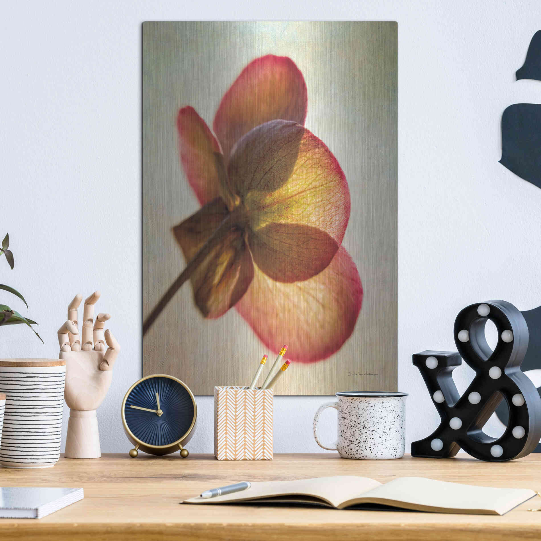 Luxe Metal Art 'Lenton Rose I' by Debra Van Swearingen, Metal Wall Art,12x16