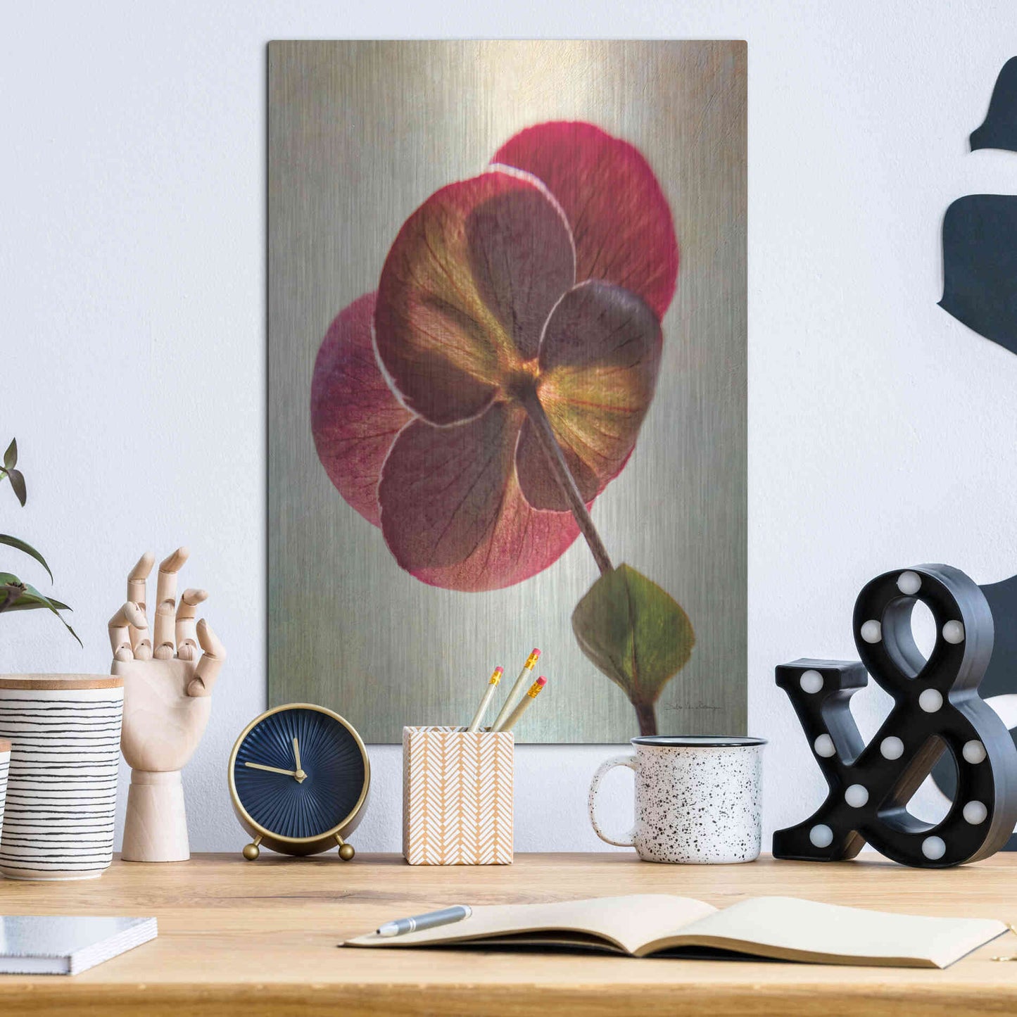 Luxe Metal Art 'Lenton Rose II' by Debra Van Swearingen, Metal Wall Art,12x16