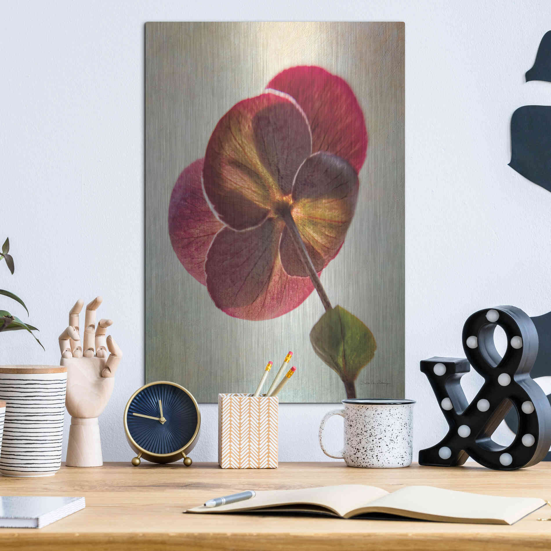 Luxe Metal Art 'Lenton Rose II' by Debra Van Swearingen, Metal Wall Art,12x16