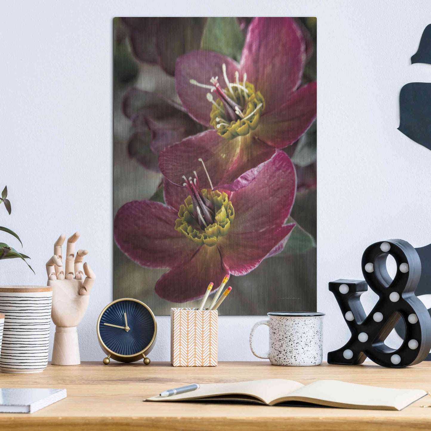 Luxe Metal Art 'Lenton Rose V' by Debra Van Swearingen, Metal Wall Art,12x16