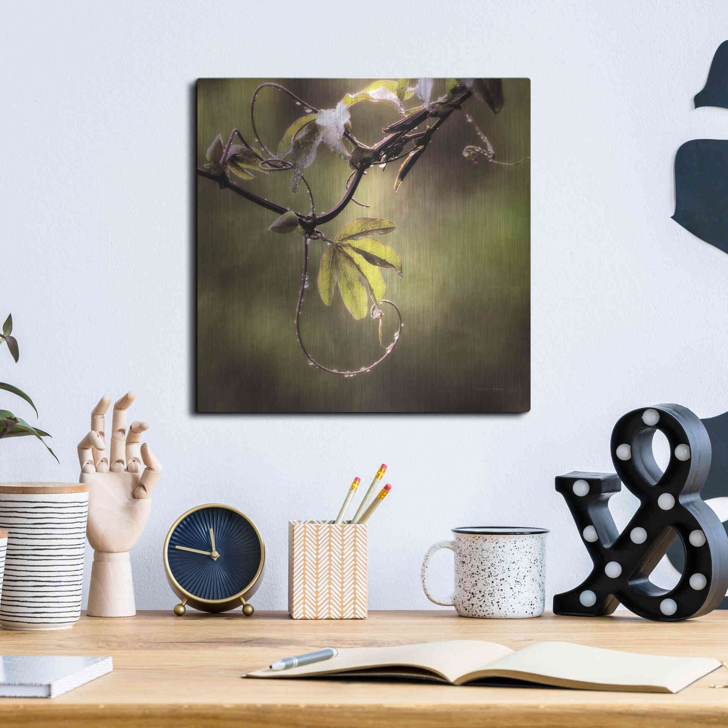 Luxe Metal Art 'Passion Flower Vine I' by Debra Van Swearingen, Metal Wall Art,12x12