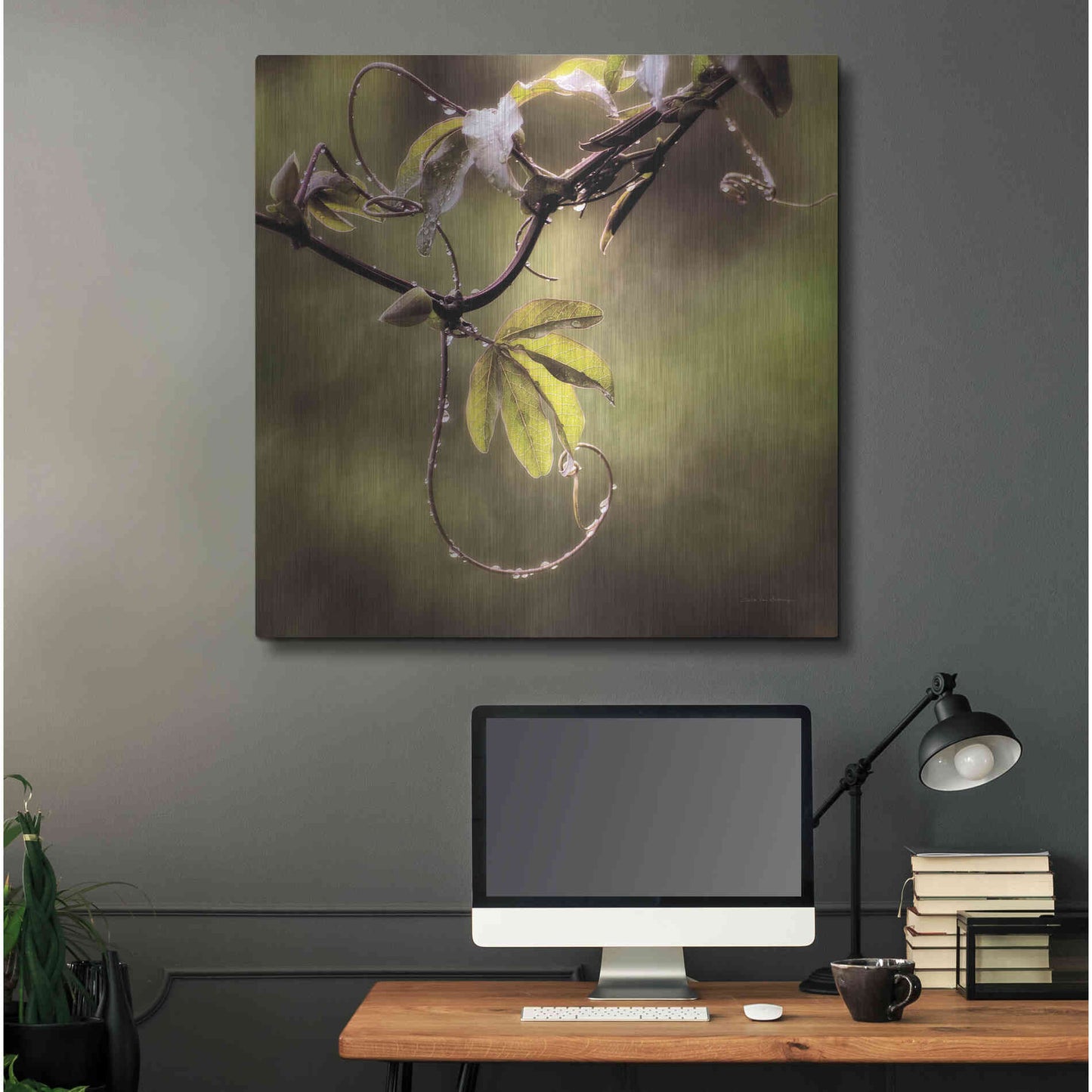 Luxe Metal Art 'Passion Flower Vine I' by Debra Van Swearingen, Metal Wall Art,36x36