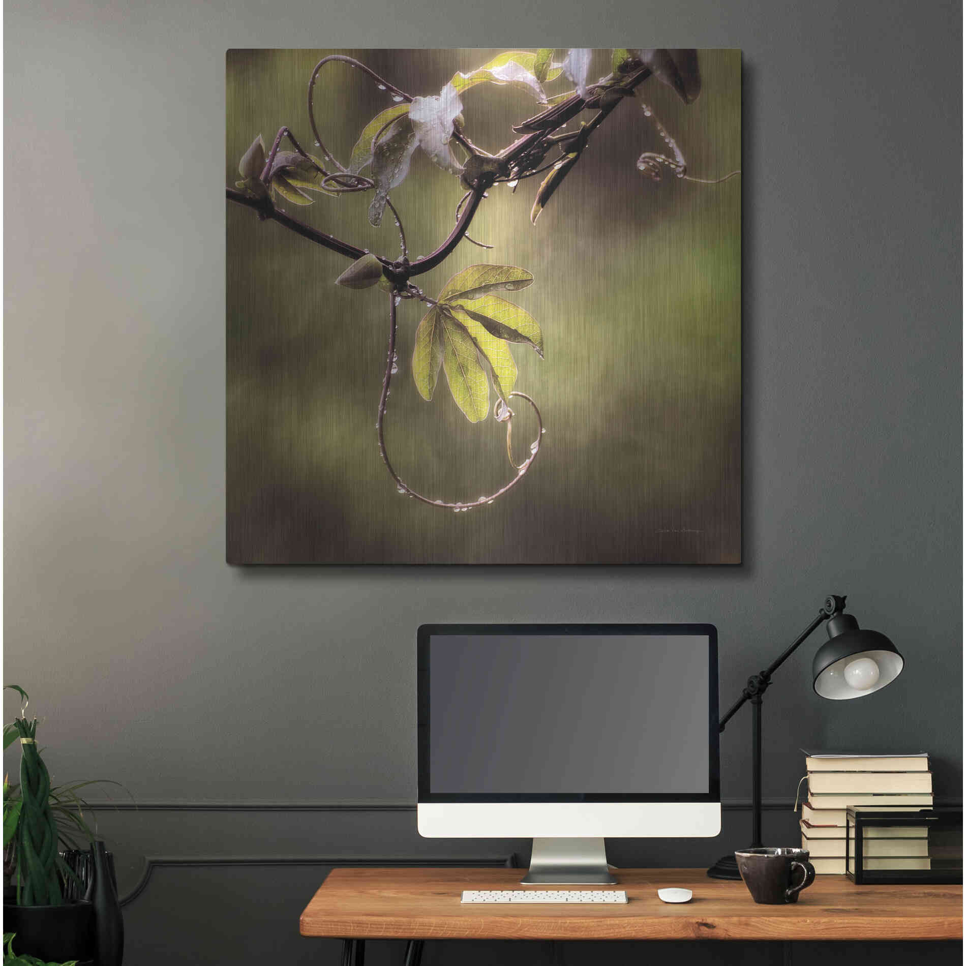 Luxe Metal Art 'Passion Flower Vine I' by Debra Van Swearingen, Metal Wall Art,36x36