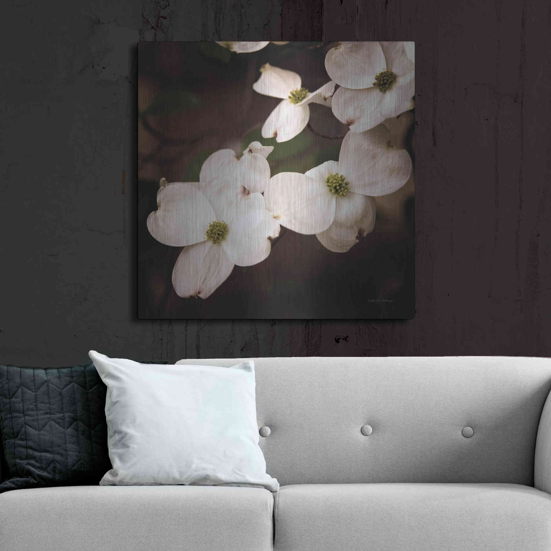 Luxe Metal Art 'White Dogwood III' by Debra Van Swearingen, Metal Wall Art,36x36
