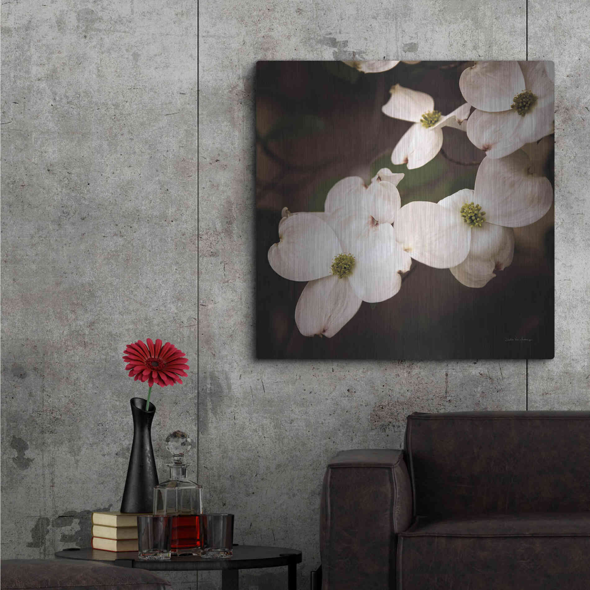 Luxe Metal Art 'White Dogwood III' by Debra Van Swearingen, Metal Wall Art,36x36