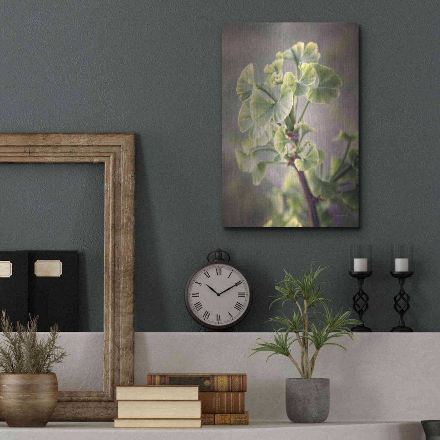 Luxe Metal Art 'Sprouting Ginkgo I' by Debra Van Swearingen, Metal Wall Art,12x16