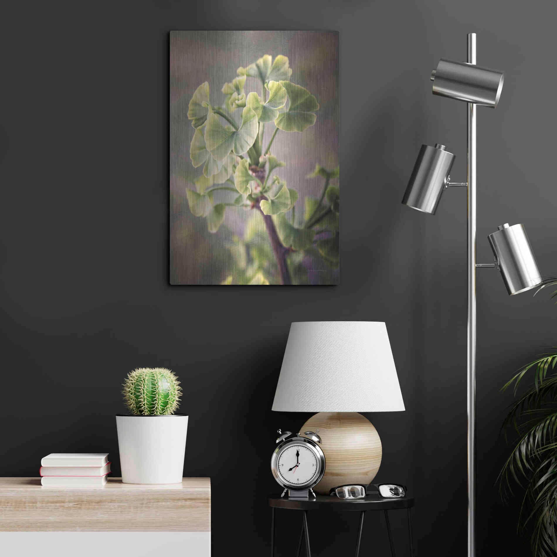 Luxe Metal Art 'Sprouting Ginkgo I' by Debra Van Swearingen, Metal Wall Art,16x24