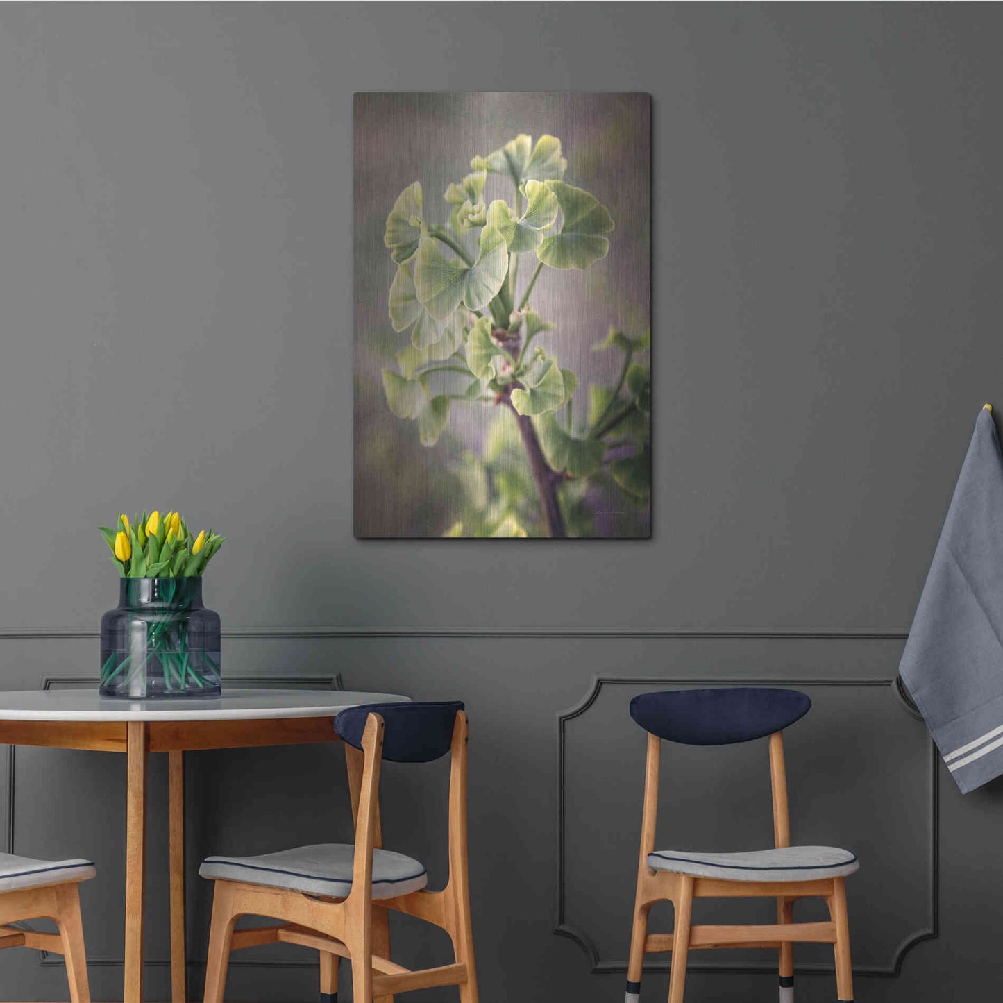 Luxe Metal Art 'Sprouting Ginkgo I' by Debra Van Swearingen, Metal Wall Art,24x36