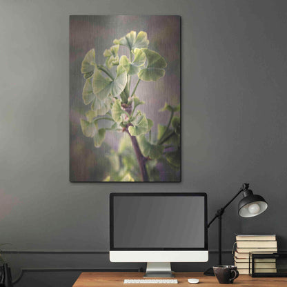 Luxe Metal Art 'Sprouting Ginkgo I' by Debra Van Swearingen, Metal Wall Art,24x36