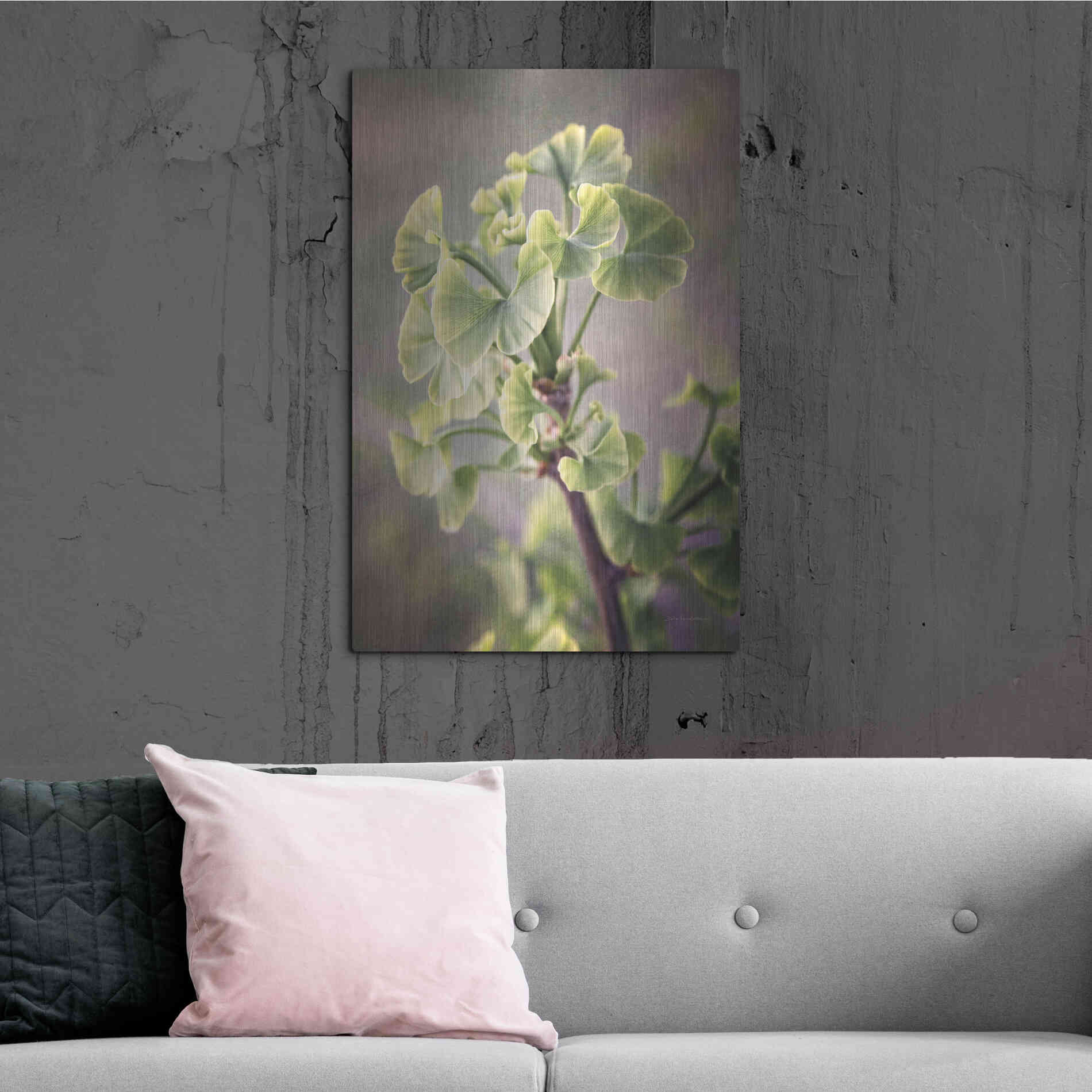Luxe Metal Art 'Sprouting Ginkgo I' by Debra Van Swearingen, Metal Wall Art,24x36