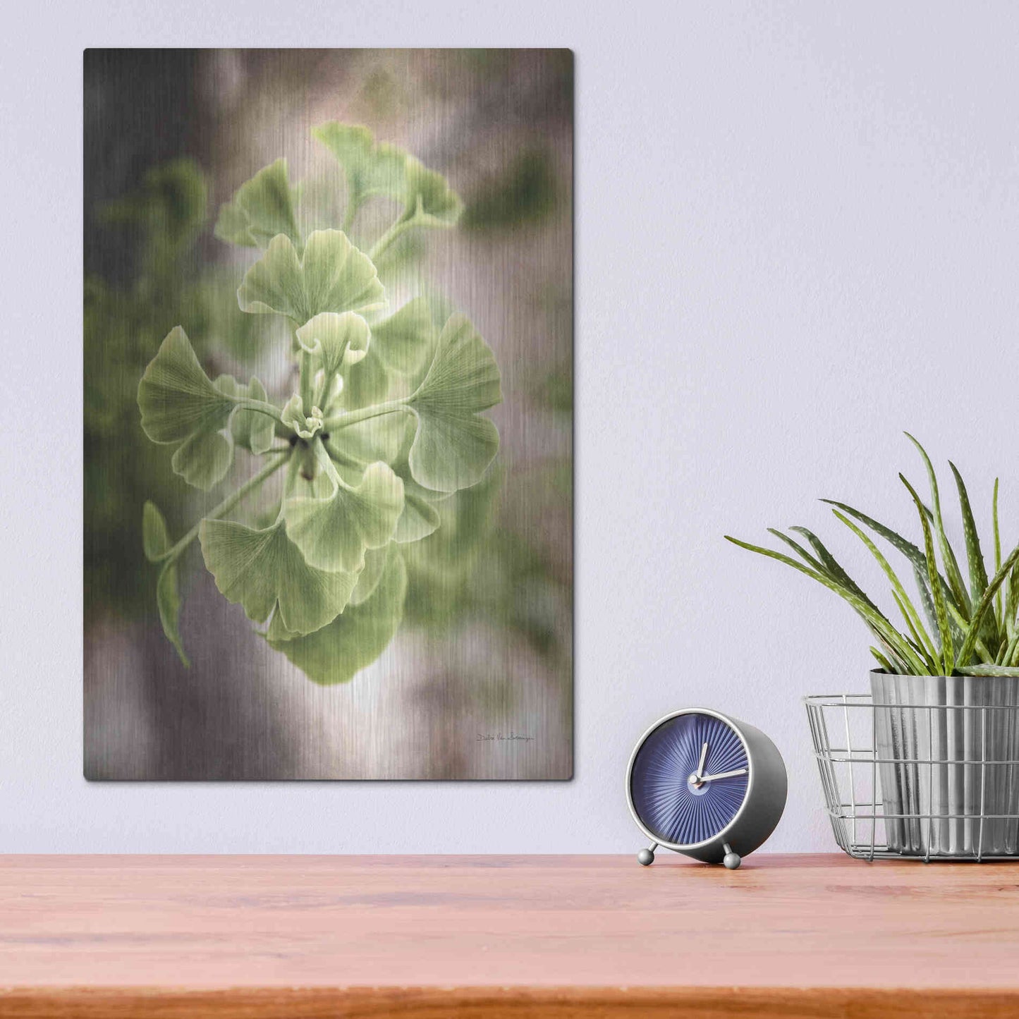 Luxe Metal Art 'Sprouting Ginkgo II' by Debra Van Swearingen, Metal Wall Art,12x16