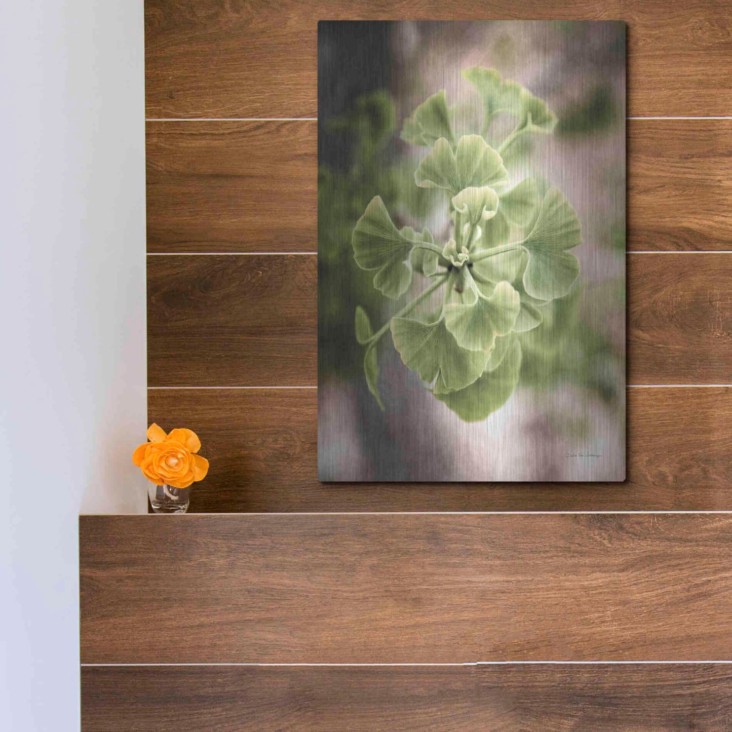 Luxe Metal Art 'Sprouting Ginkgo II' by Debra Van Swearingen, Metal Wall Art,12x16