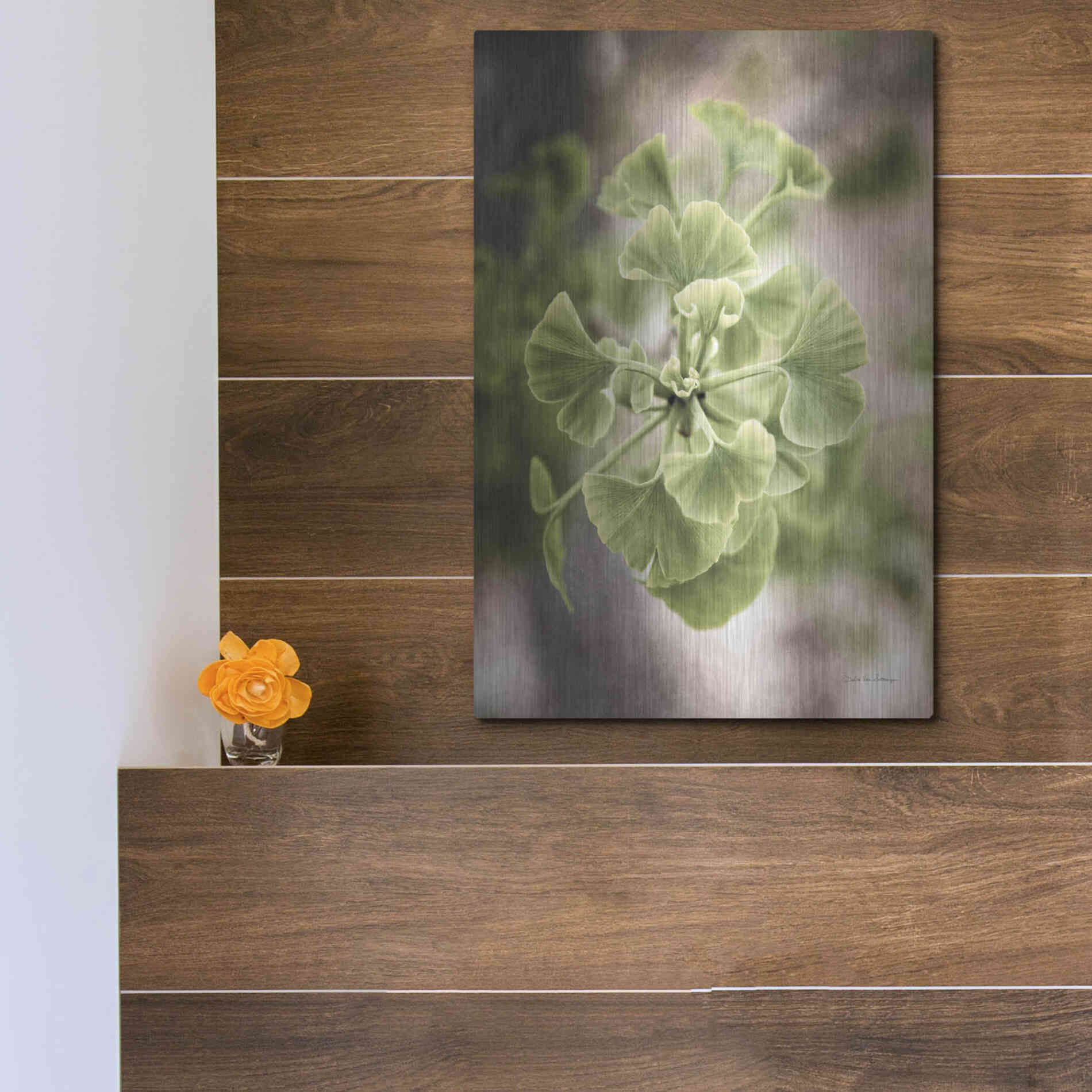 Luxe Metal Art 'Sprouting Ginkgo II' by Debra Van Swearingen, Metal Wall Art,12x16