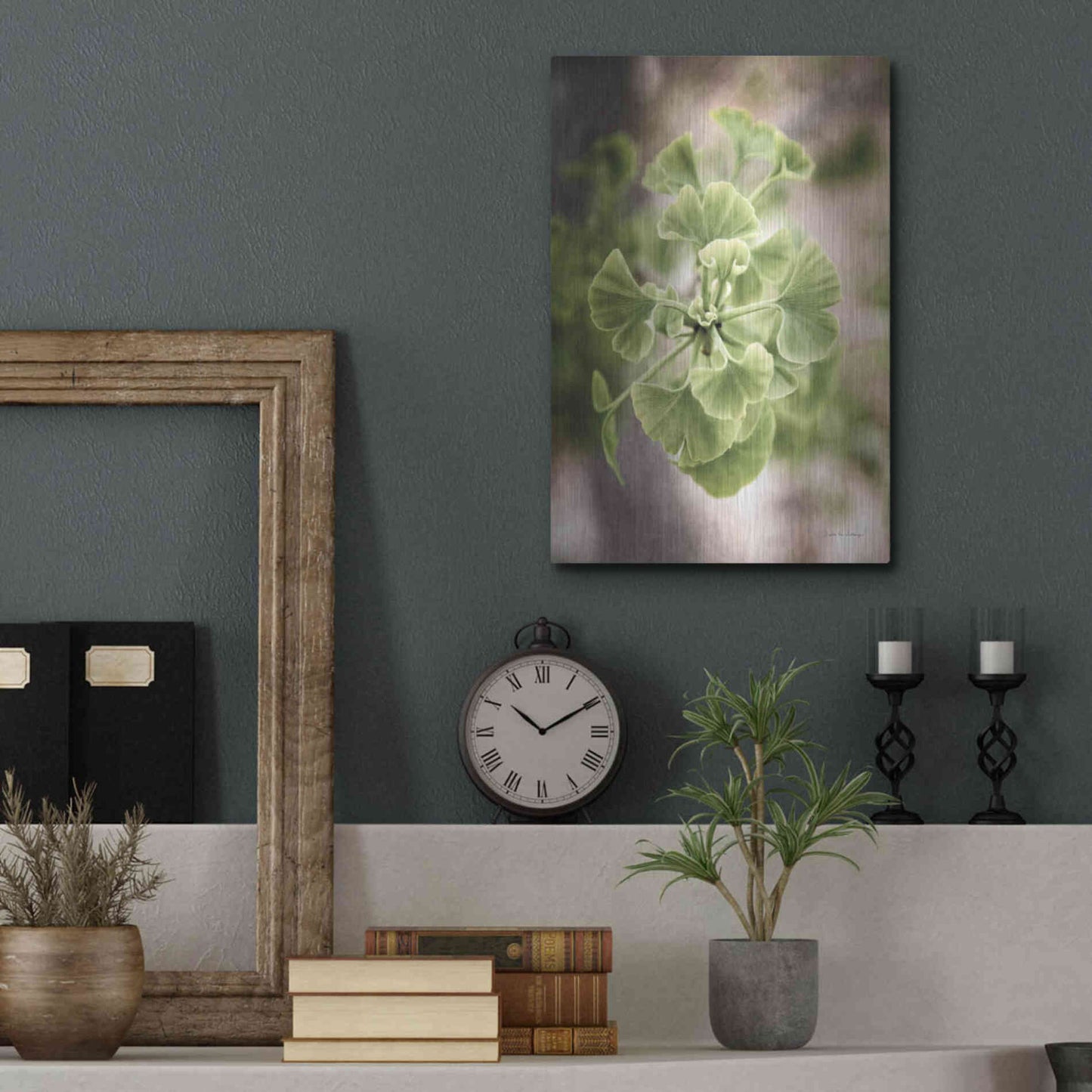 Luxe Metal Art 'Sprouting Ginkgo II' by Debra Van Swearingen, Metal Wall Art,12x16