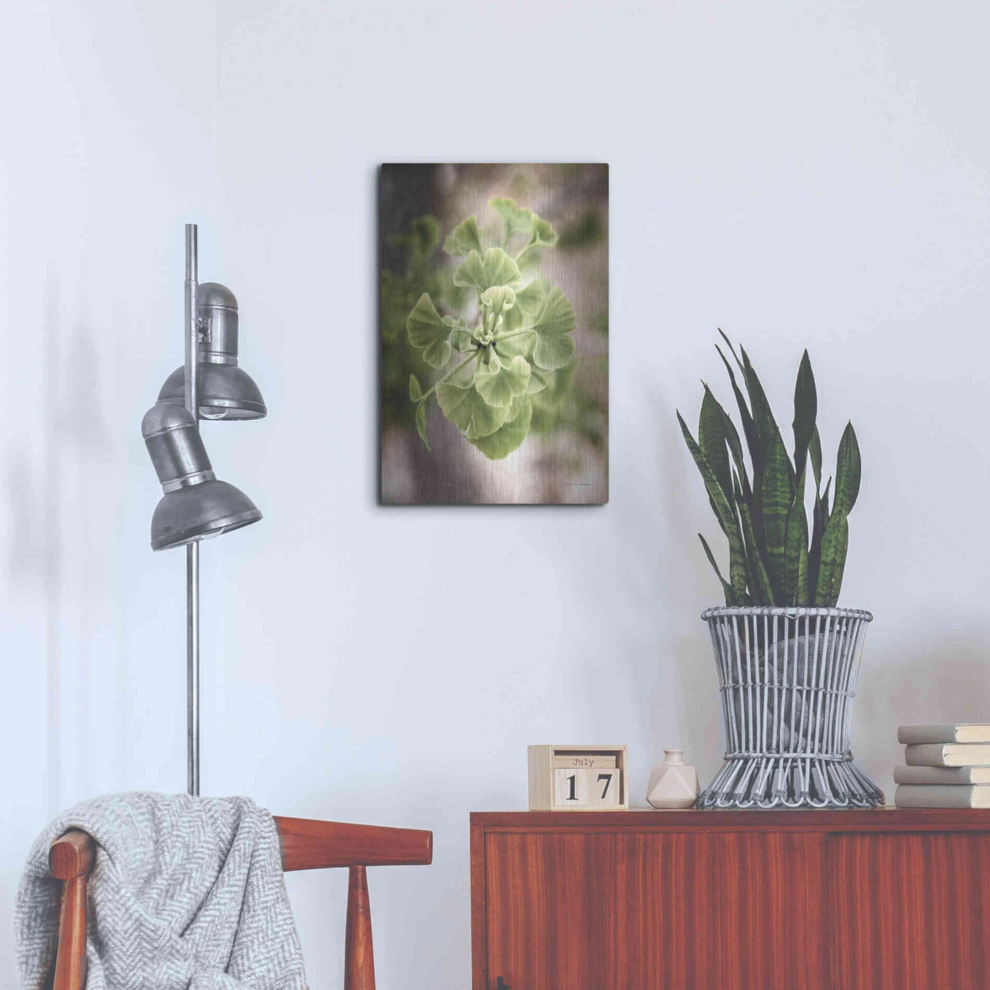 Luxe Metal Art 'Sprouting Ginkgo II' by Debra Van Swearingen, Metal Wall Art,16x24