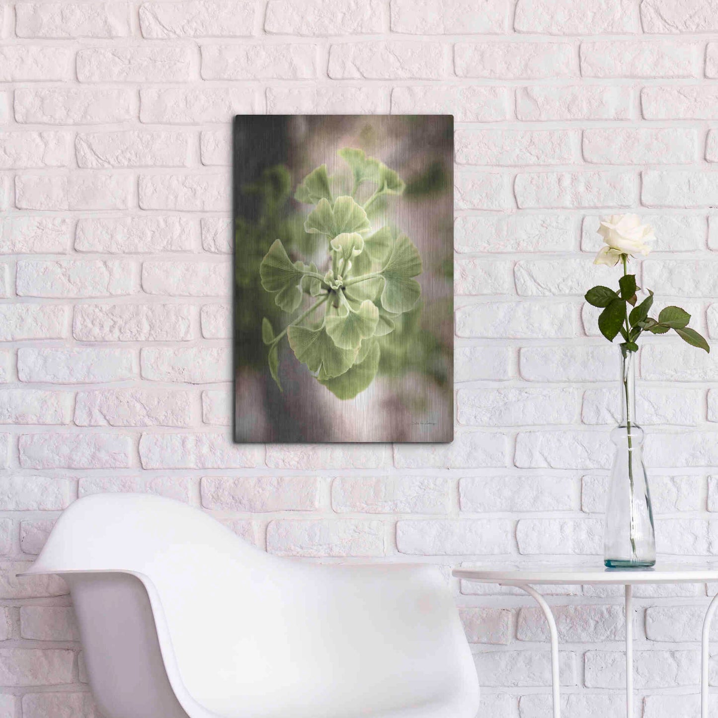 Luxe Metal Art 'Sprouting Ginkgo II' by Debra Van Swearingen, Metal Wall Art,16x24