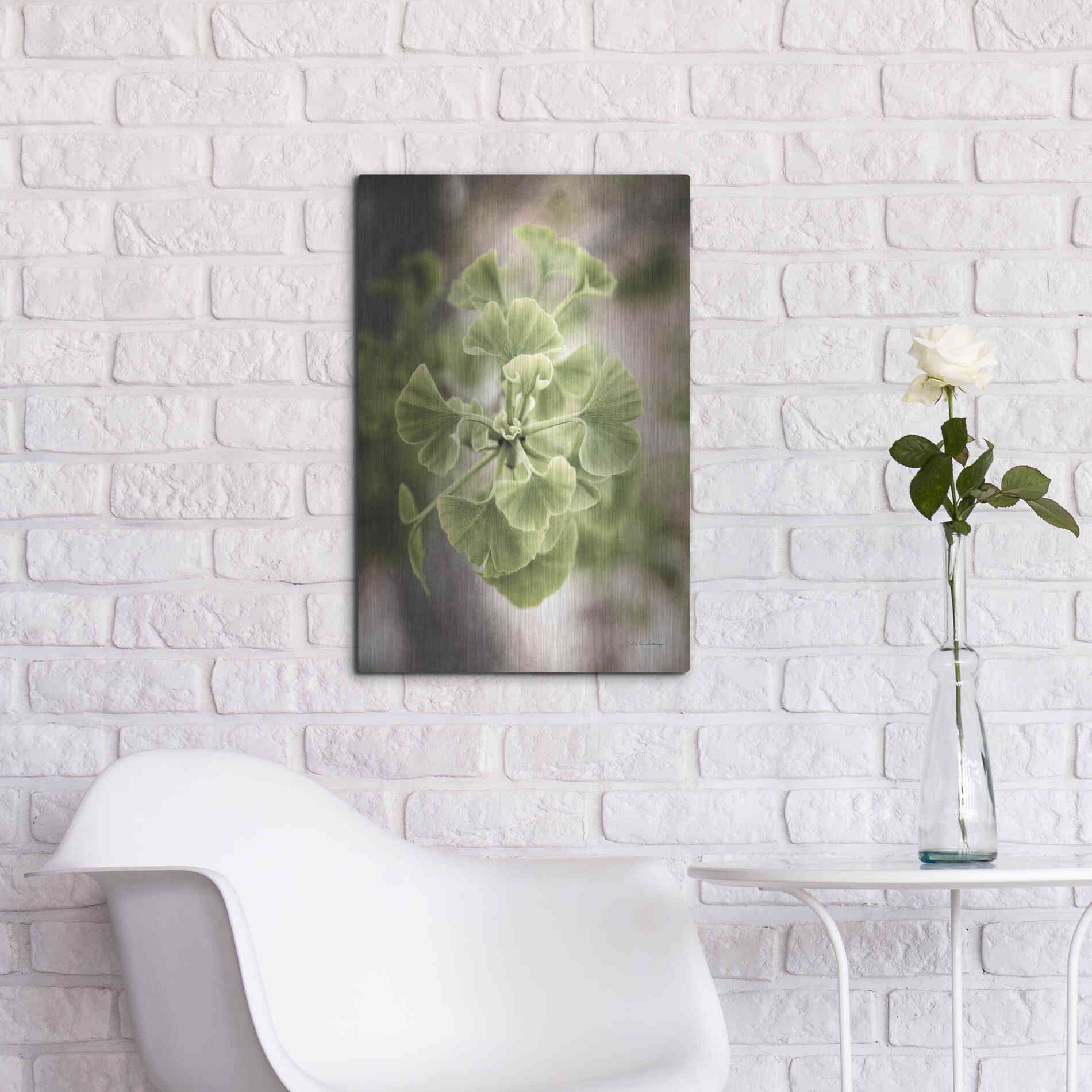 Luxe Metal Art 'Sprouting Ginkgo II' by Debra Van Swearingen, Metal Wall Art,16x24