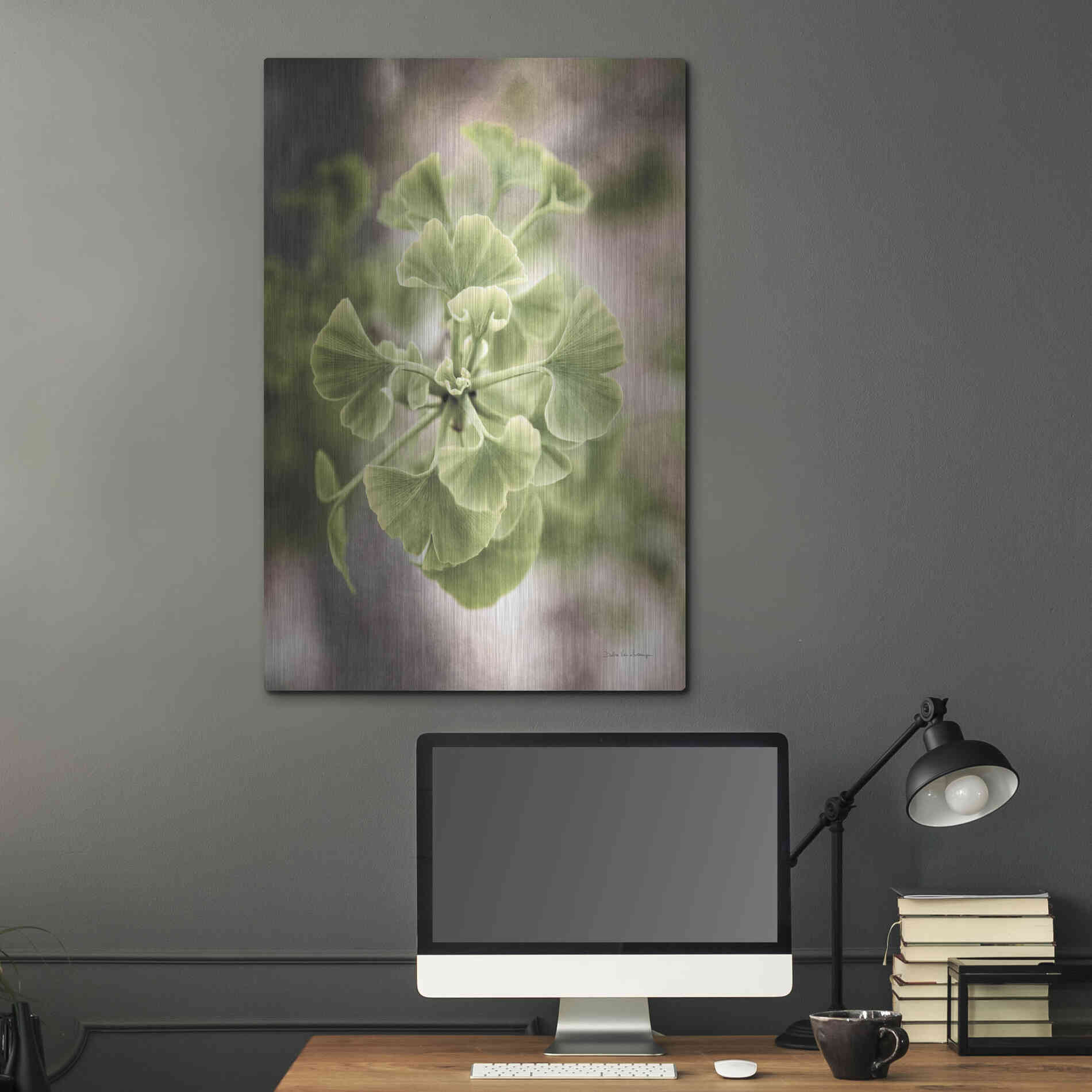 Luxe Metal Art 'Sprouting Ginkgo II' by Debra Van Swearingen, Metal Wall Art,24x36