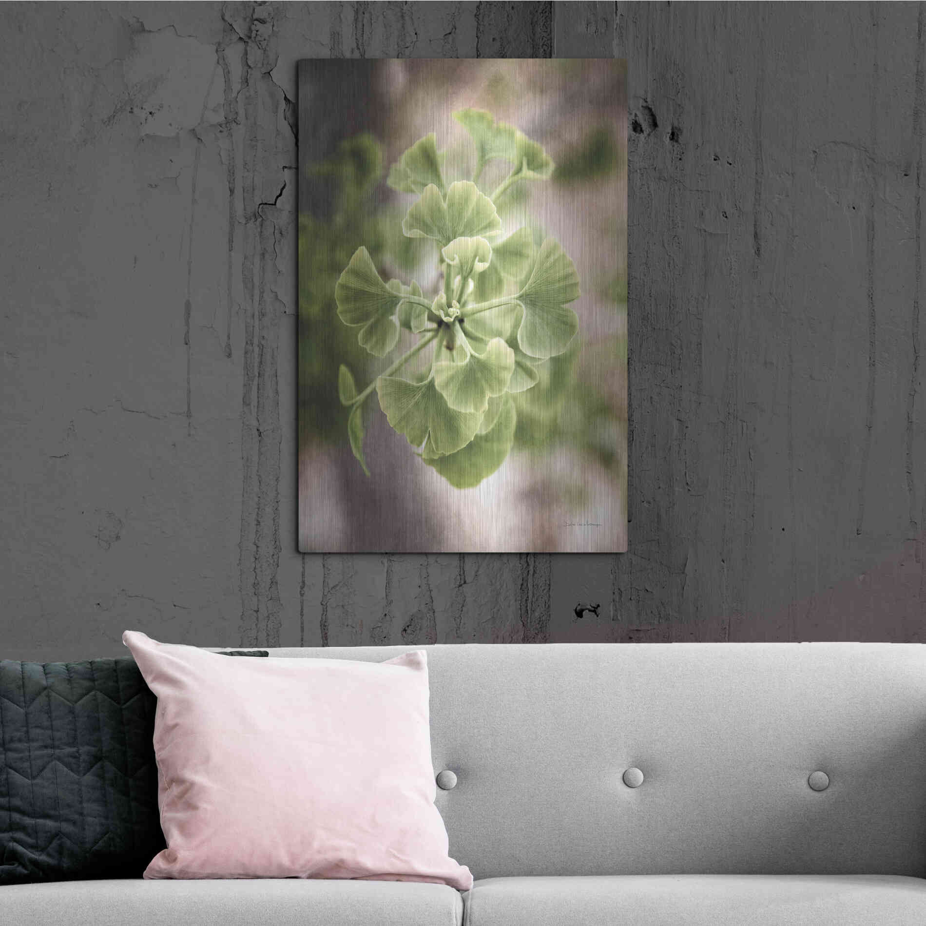 Luxe Metal Art 'Sprouting Ginkgo II' by Debra Van Swearingen, Metal Wall Art,24x36