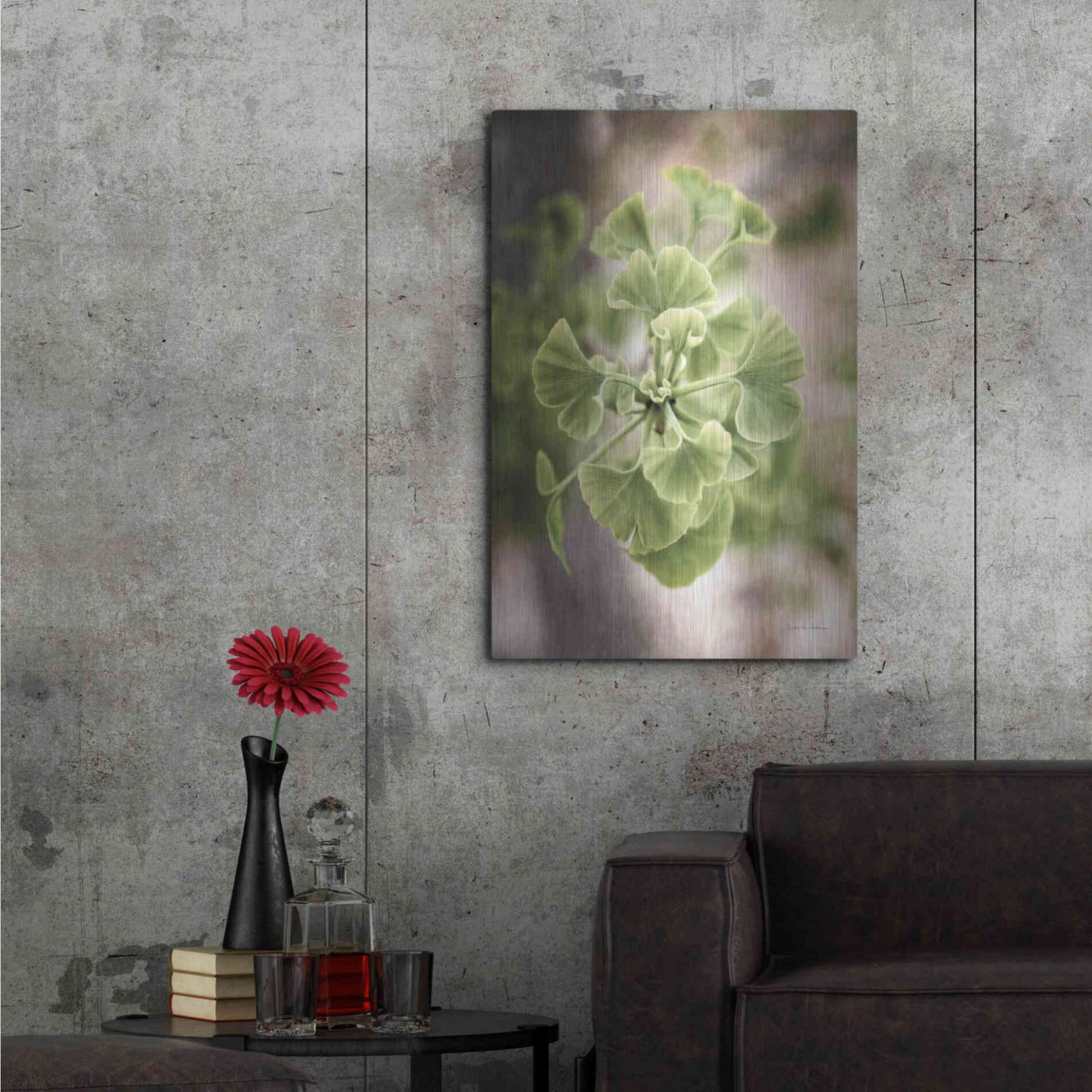 Luxe Metal Art 'Sprouting Ginkgo II' by Debra Van Swearingen, Metal Wall Art,24x36