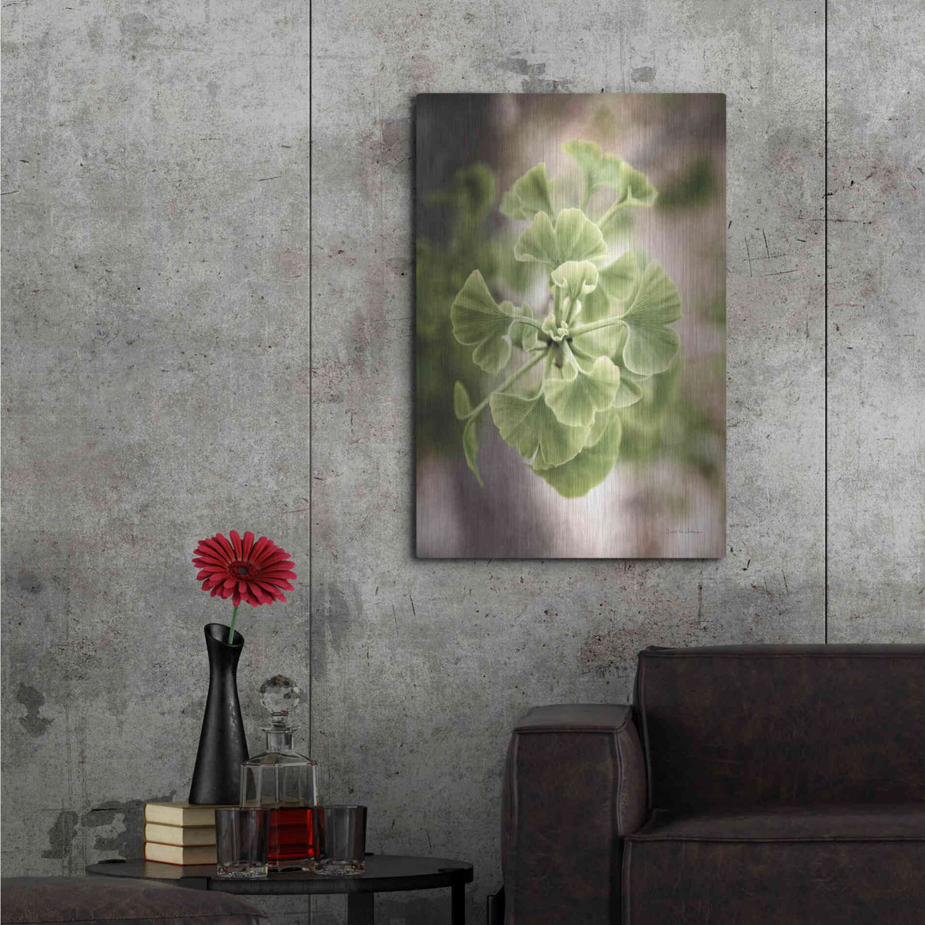 Luxe Metal Art 'Sprouting Ginkgo II' by Debra Van Swearingen, Metal Wall Art,24x36