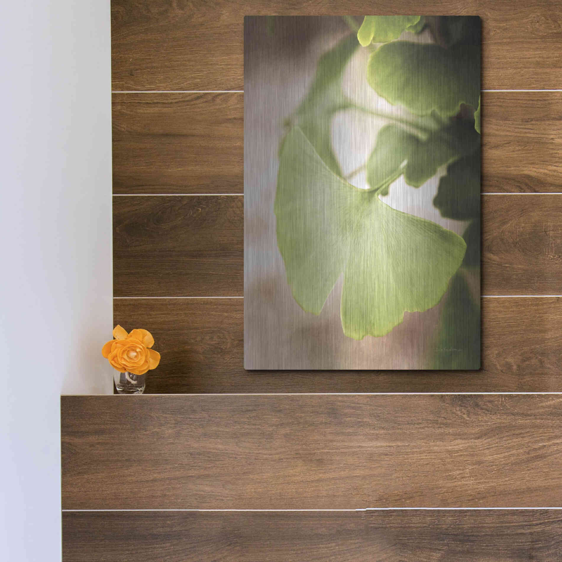 Luxe Metal Art 'Sprouting Ginkgo III' by Debra Van Swearingen, Metal Wall Art,12x16