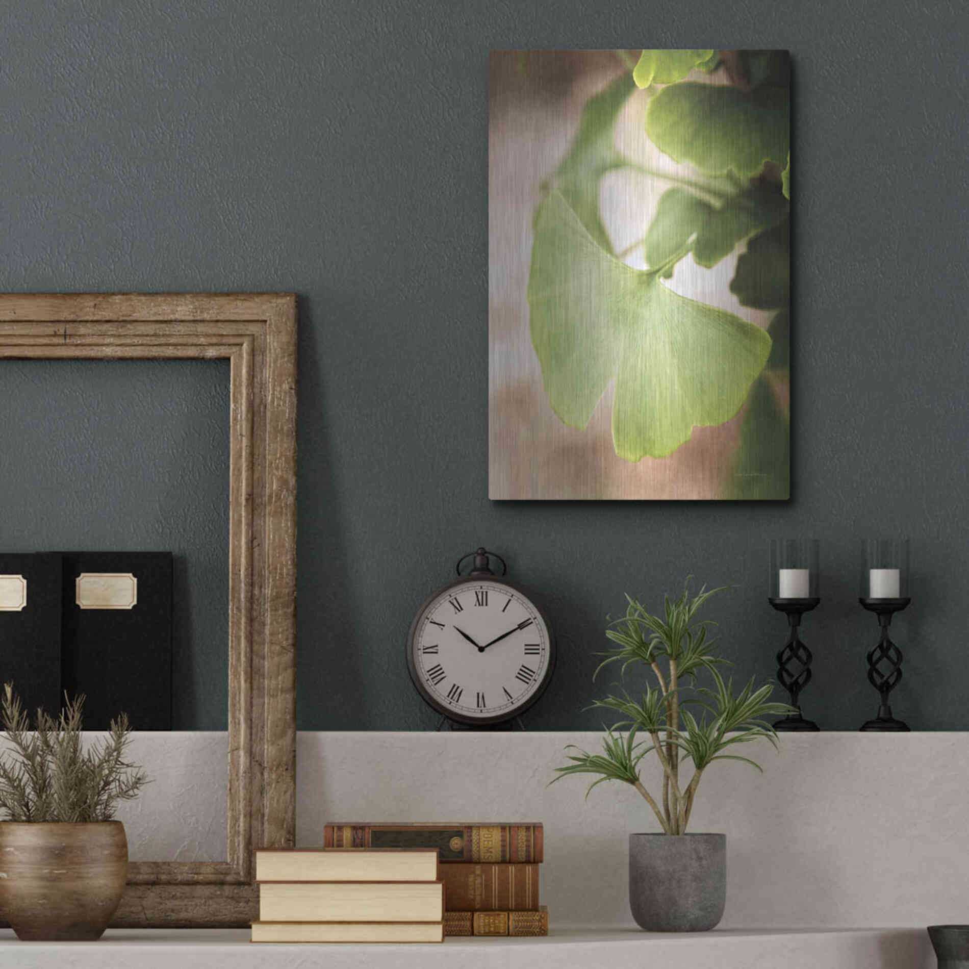 Luxe Metal Art 'Sprouting Ginkgo III' by Debra Van Swearingen, Metal Wall Art,12x16