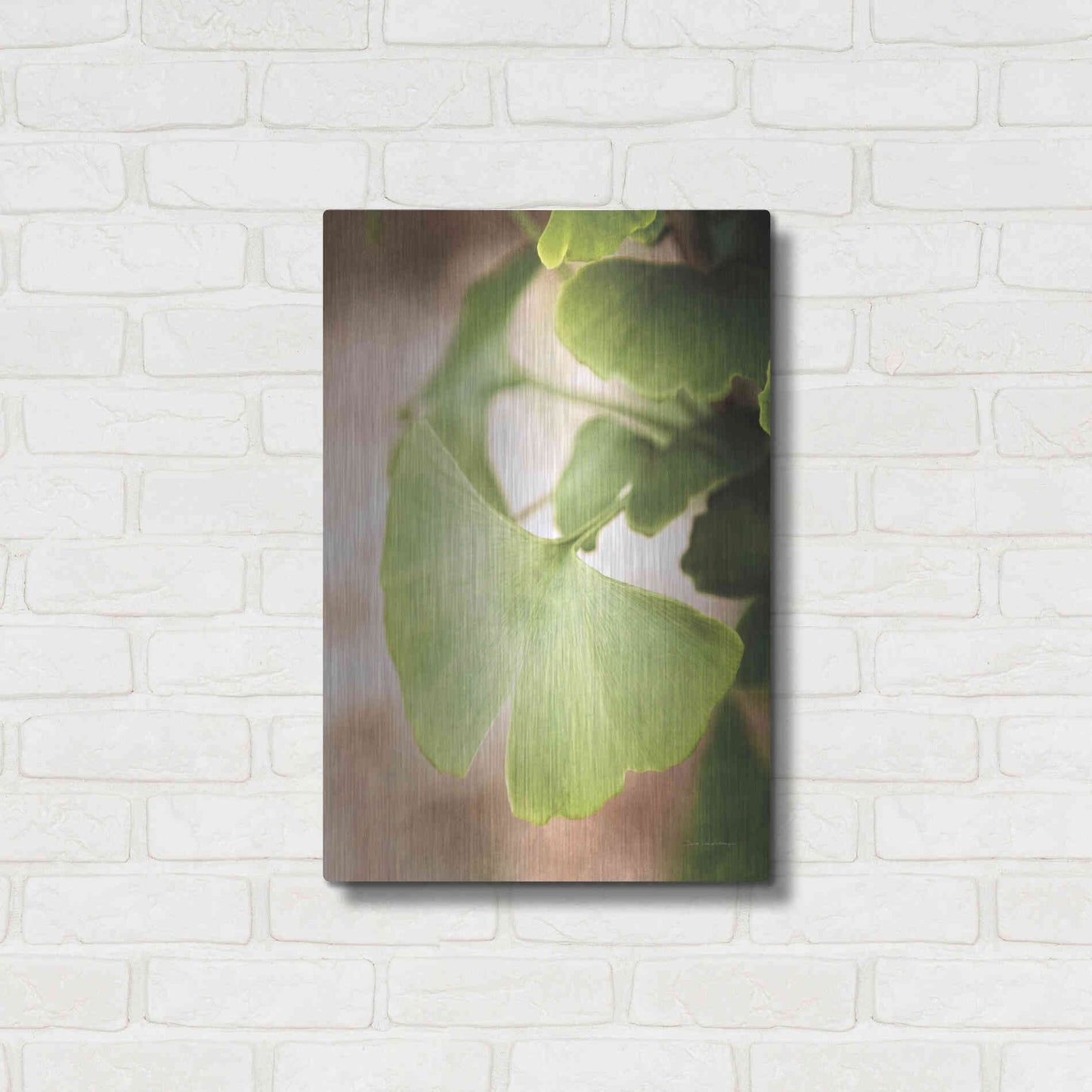 Luxe Metal Art 'Sprouting Ginkgo III' by Debra Van Swearingen, Metal Wall Art,16x24