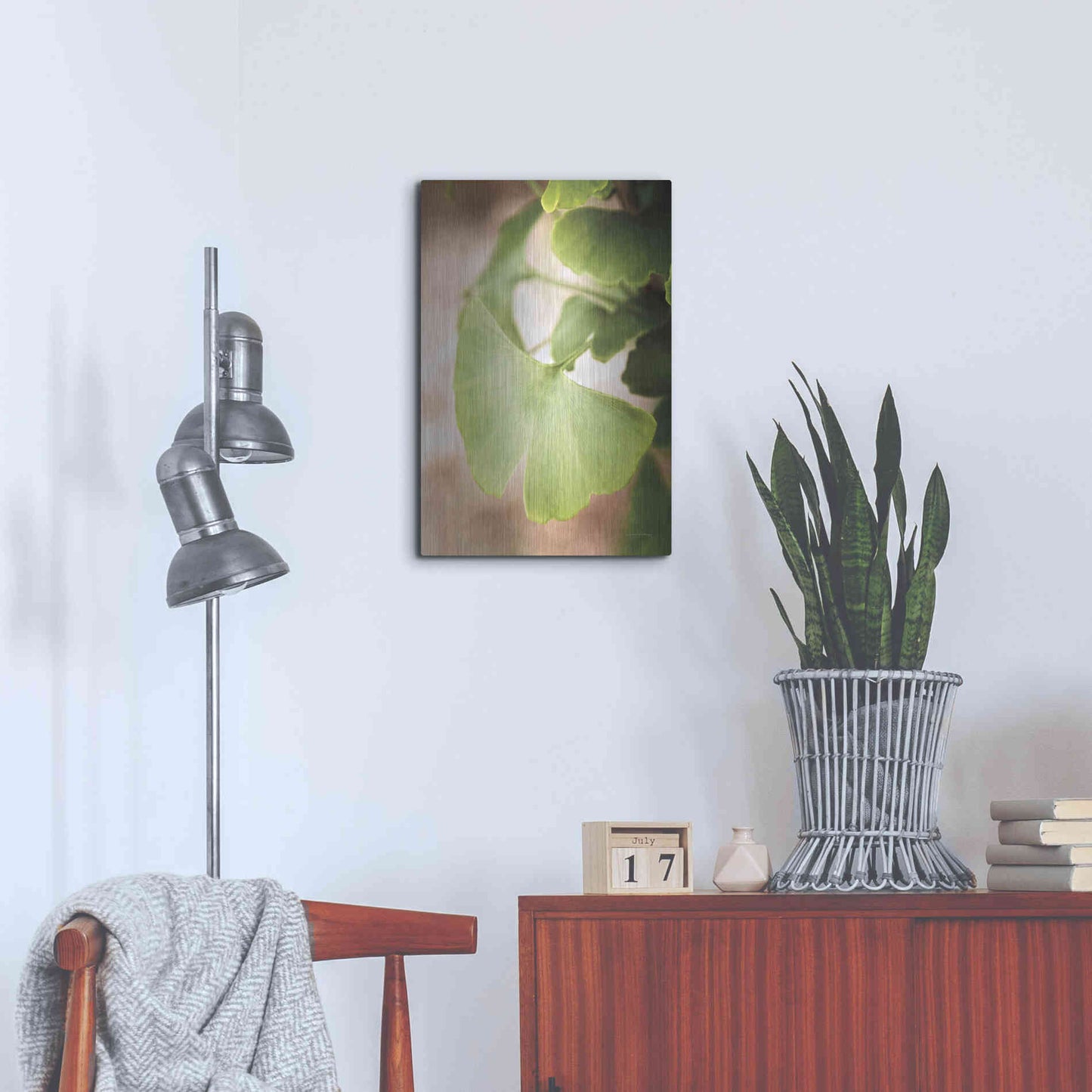 Luxe Metal Art 'Sprouting Ginkgo III' by Debra Van Swearingen, Metal Wall Art,16x24