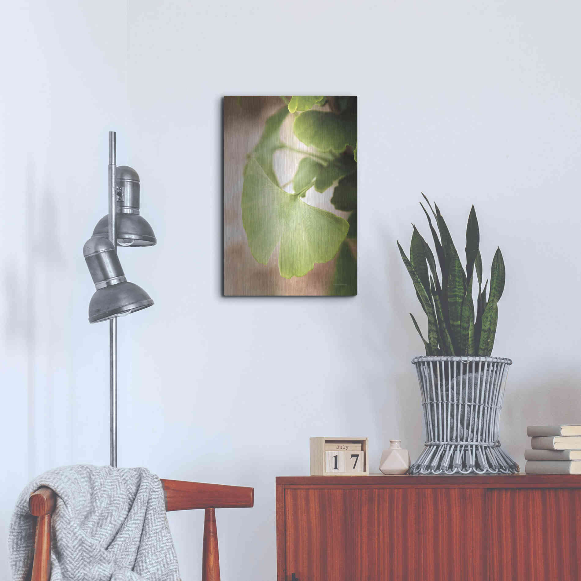 Luxe Metal Art 'Sprouting Ginkgo III' by Debra Van Swearingen, Metal Wall Art,16x24