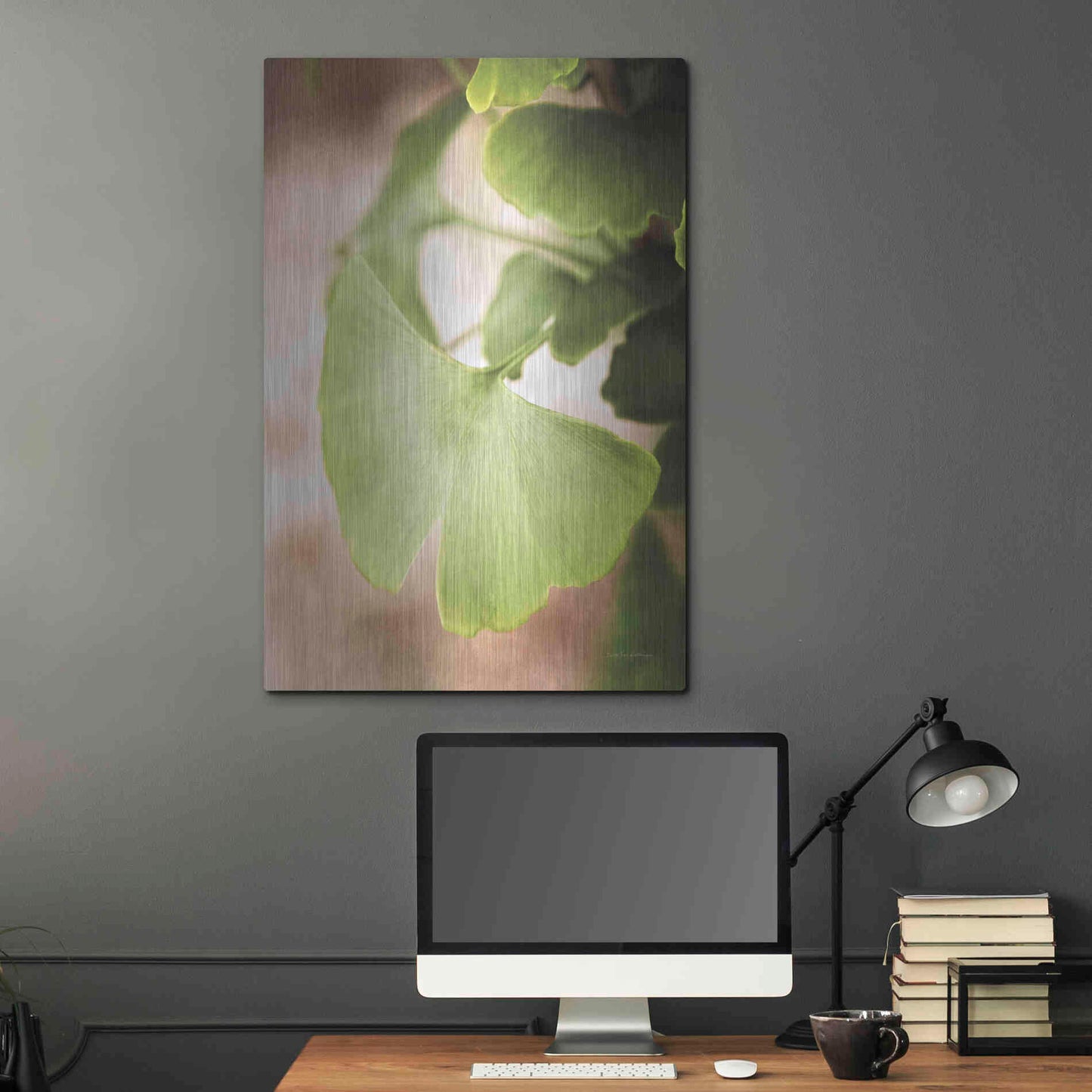 Luxe Metal Art 'Sprouting Ginkgo III' by Debra Van Swearingen, Metal Wall Art,24x36