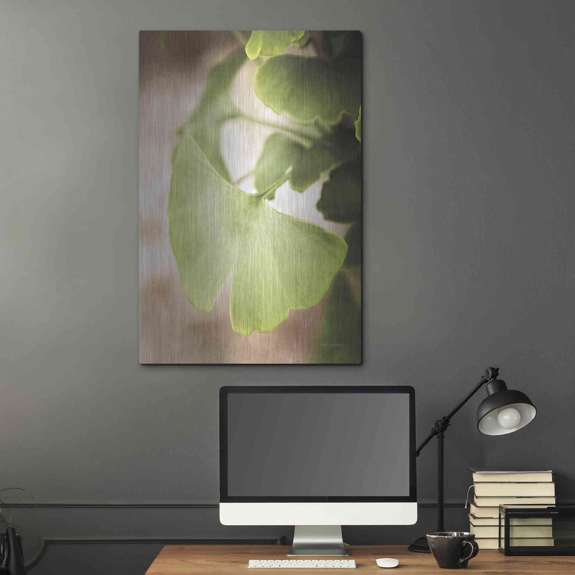 Luxe Metal Art 'Sprouting Ginkgo III' by Debra Van Swearingen, Metal Wall Art,24x36