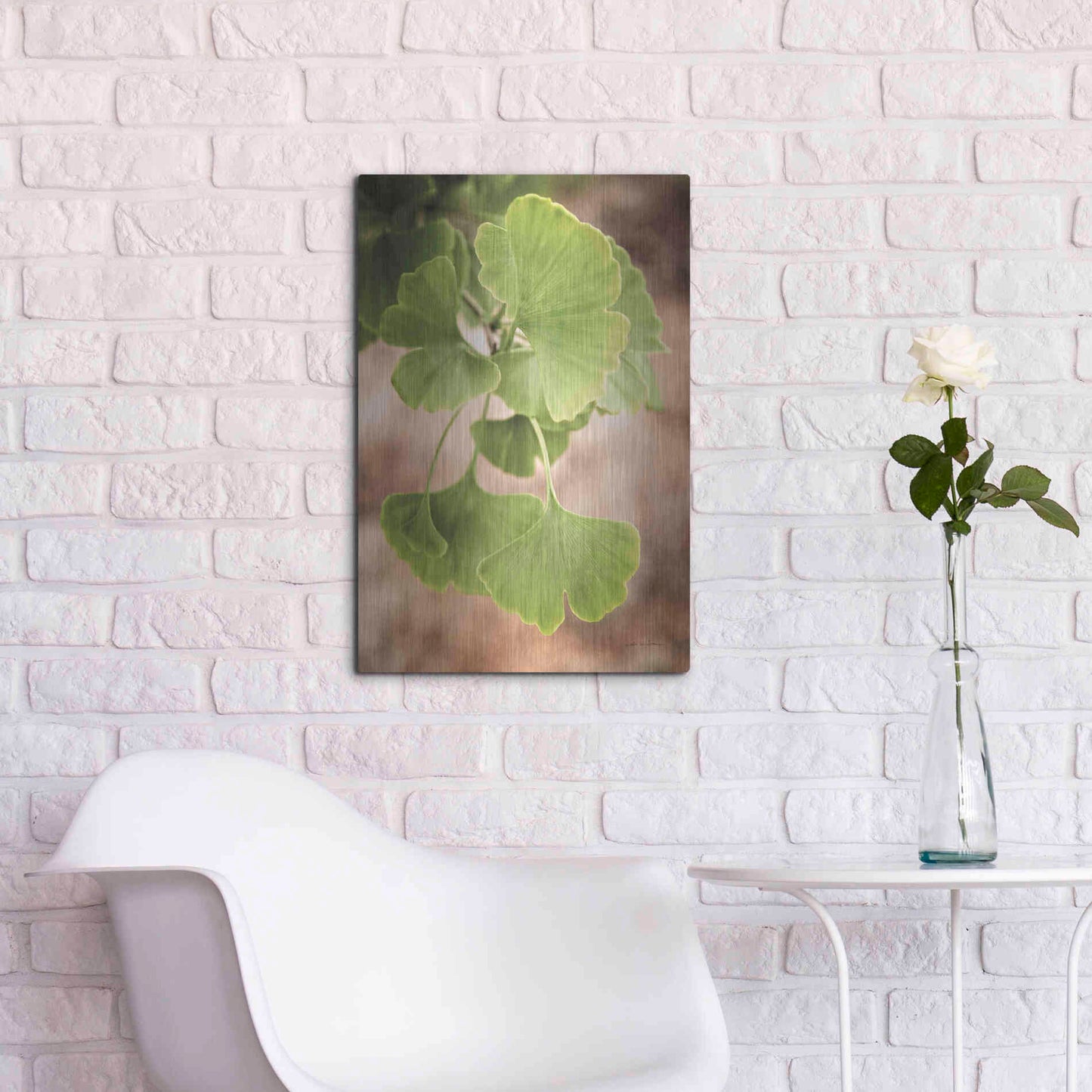 Luxe Metal Art 'Sprouting Ginkgo IV' by Debra Van Swearingen, Metal Wall Art,16x24
