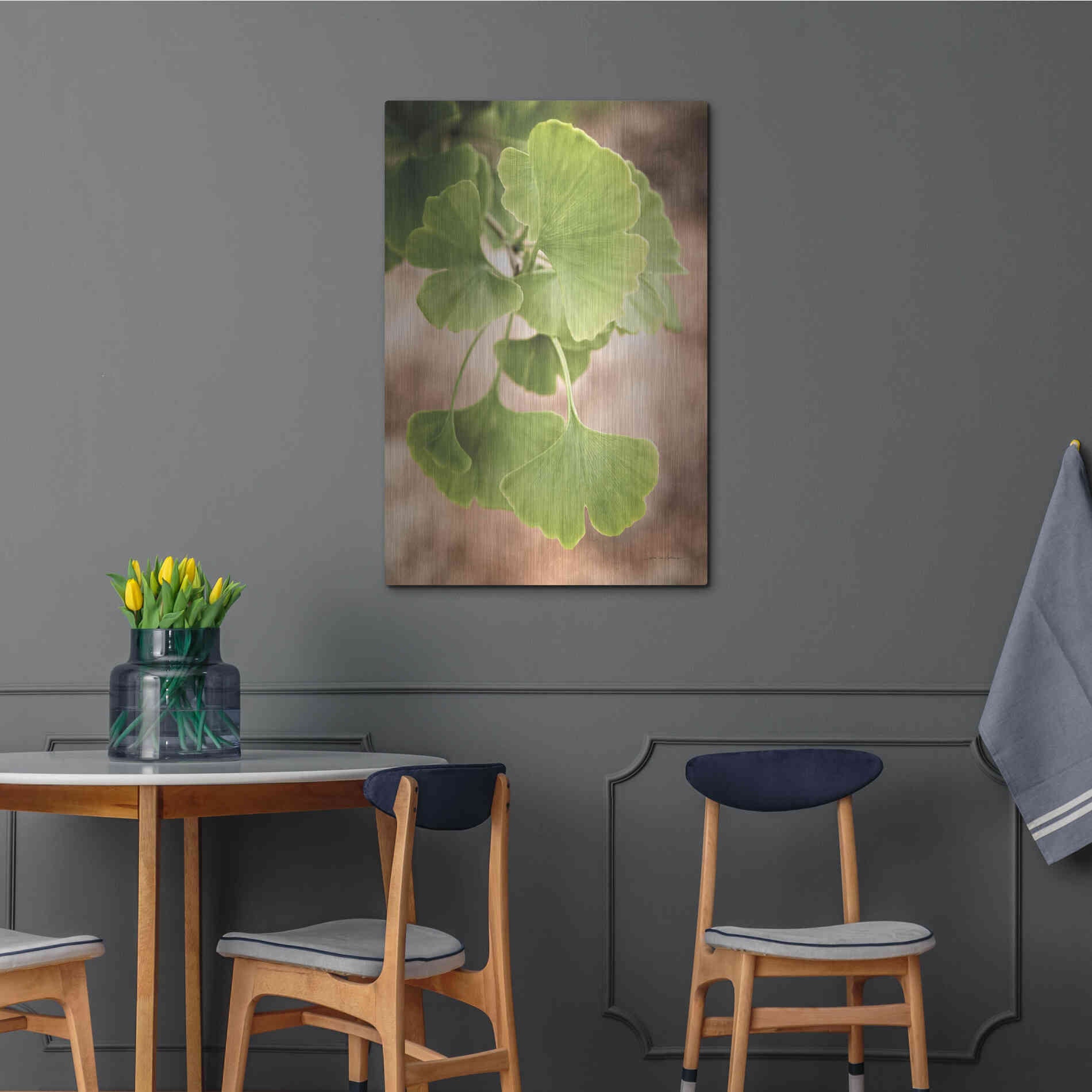 Luxe Metal Art 'Sprouting Ginkgo IV' by Debra Van Swearingen, Metal Wall Art,24x36